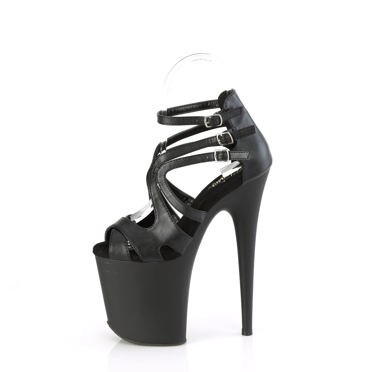Pleaser Flamingo-877 BPU/M - Black High-Platform Ankle Strap Heels