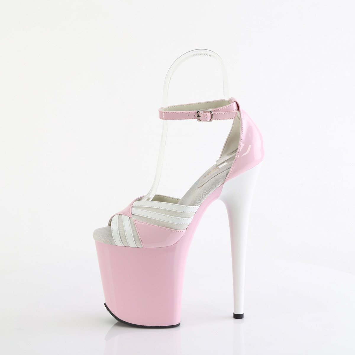 Pleaser Flamingo-884 BP-W/M - Shiny Pink High-Platform Ankle Strap Heels