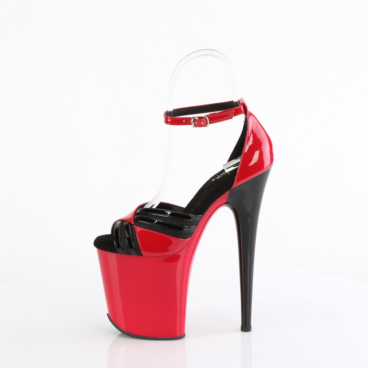 Pleaser Flamingo-884 R-B/M - Shiny Red High-Platform Ankle Strap Heels