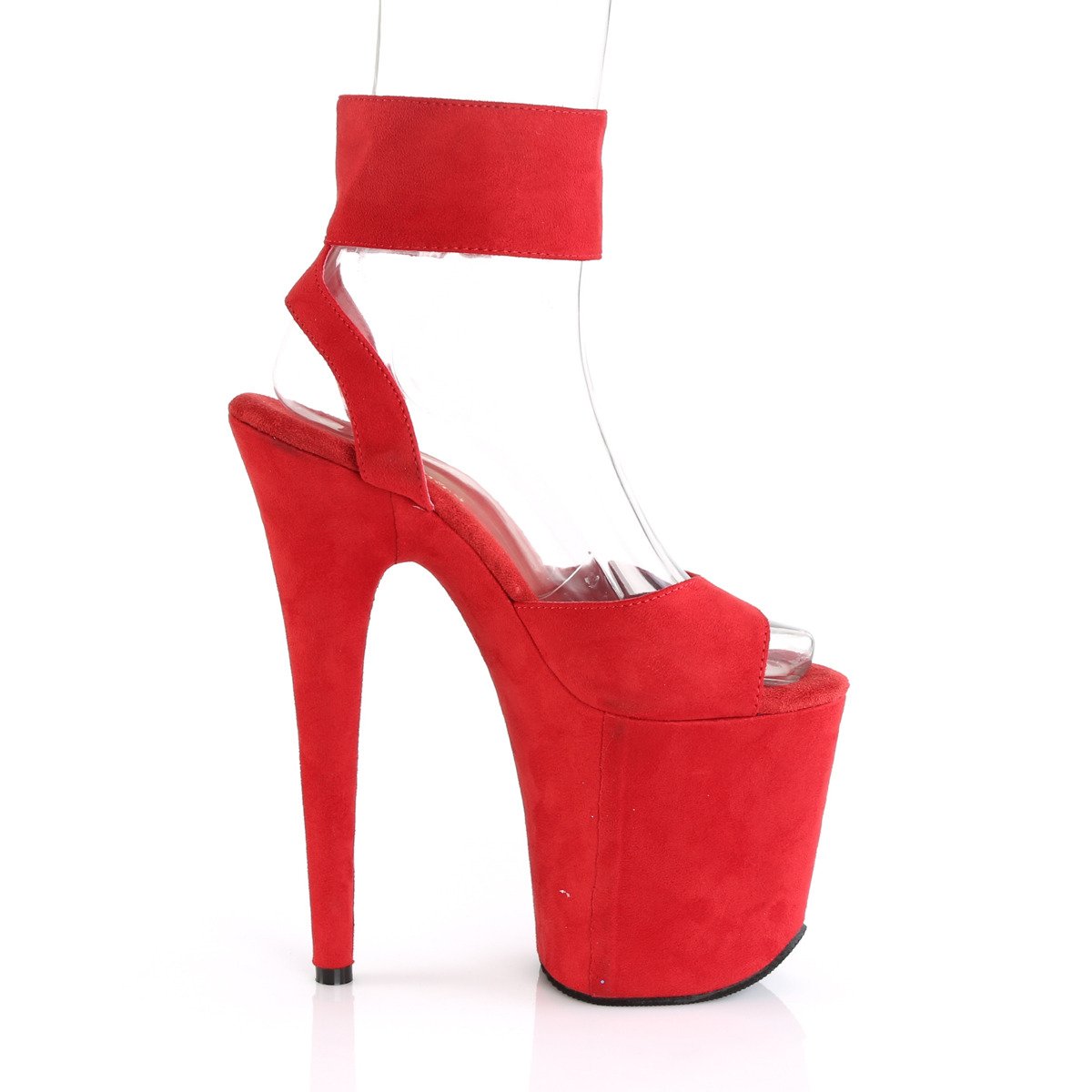 Pleaser Flamingo-891 RMF/M - Red High-Platform Ankle Strap Heels