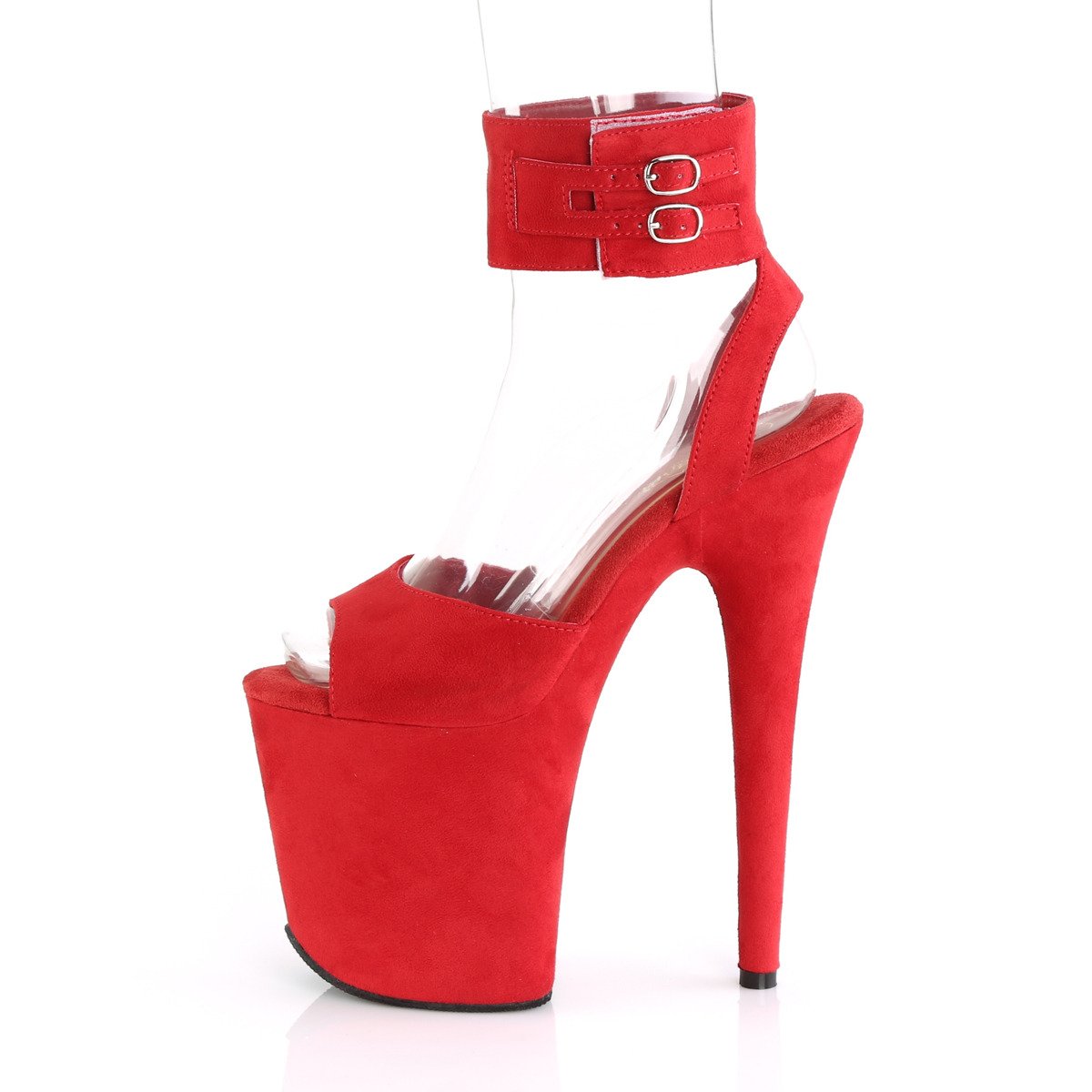 Pleaser Flamingo-891 RMF/M - Red High-Platform Ankle Strap Heels
