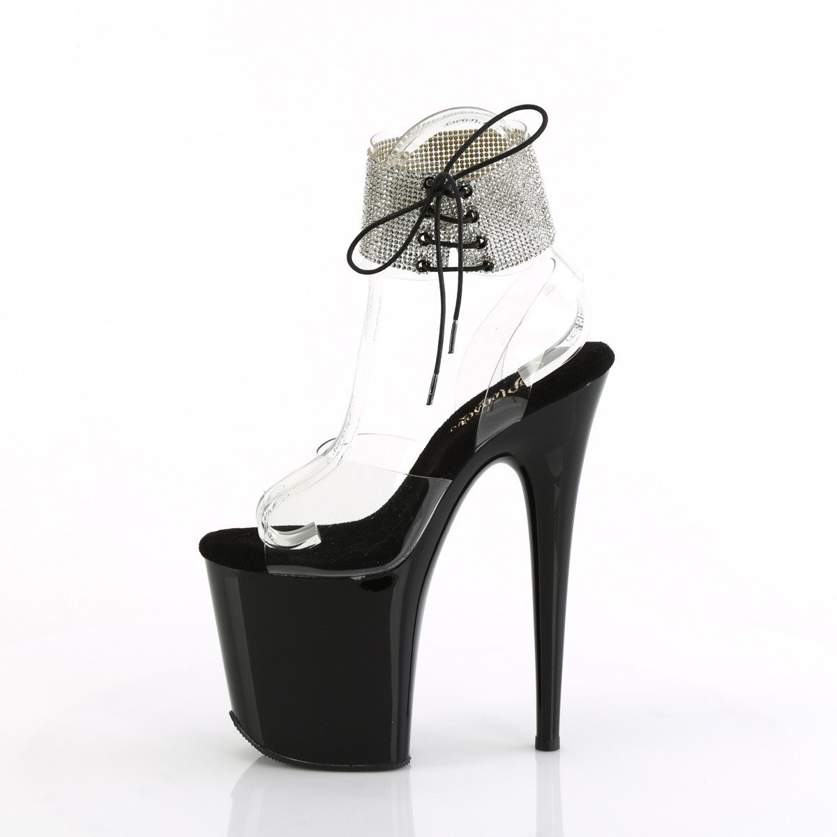 Pleaser Flamingo-891-2RS C/B - Clear High-Platform Ankle Strap Heels