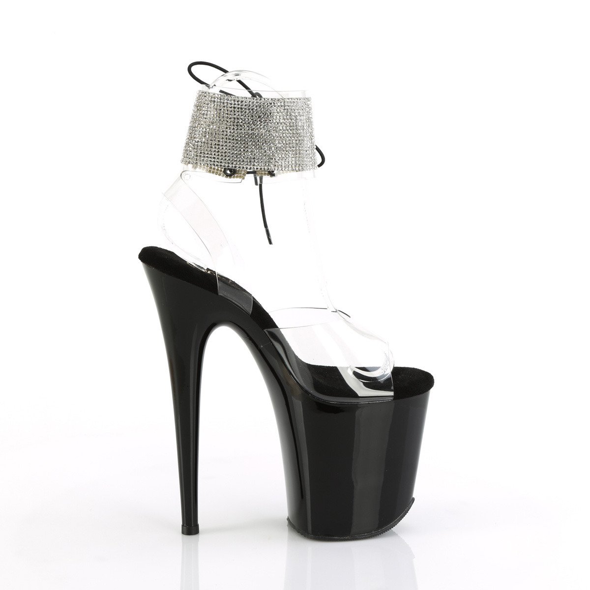 Pleaser Flamingo-891-2RS C/B - Clear High-Platform Ankle Strap Heels