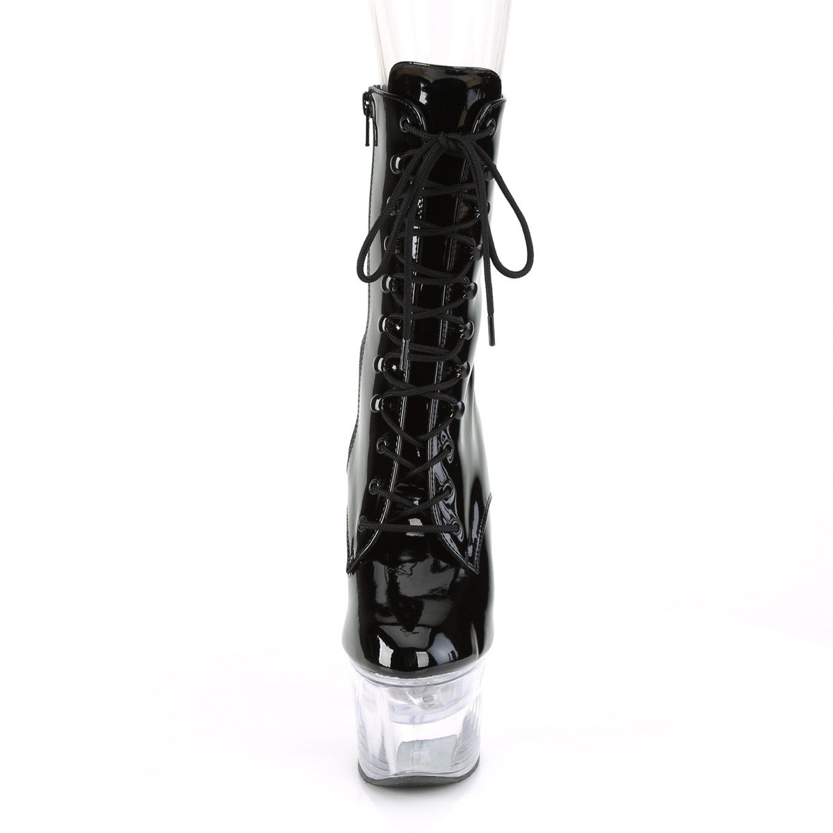 Pleaser Flashdance-1020-7 B/C - Shiny Black Illuminating High-Platform Ankle Boots