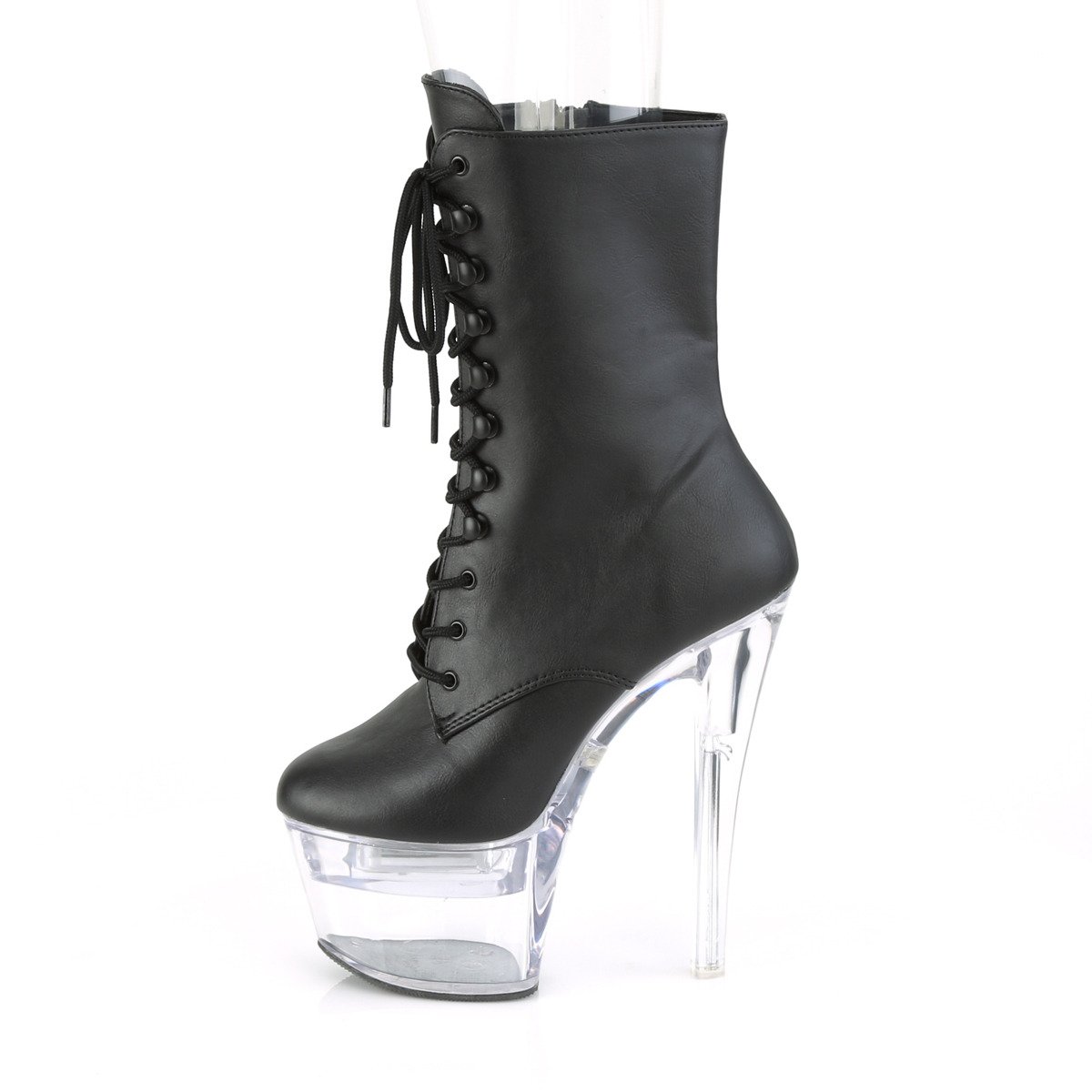 Pleaser Flashdance-1020-7 BPU/C - Black Illuminating High-Platform Ankle Boots