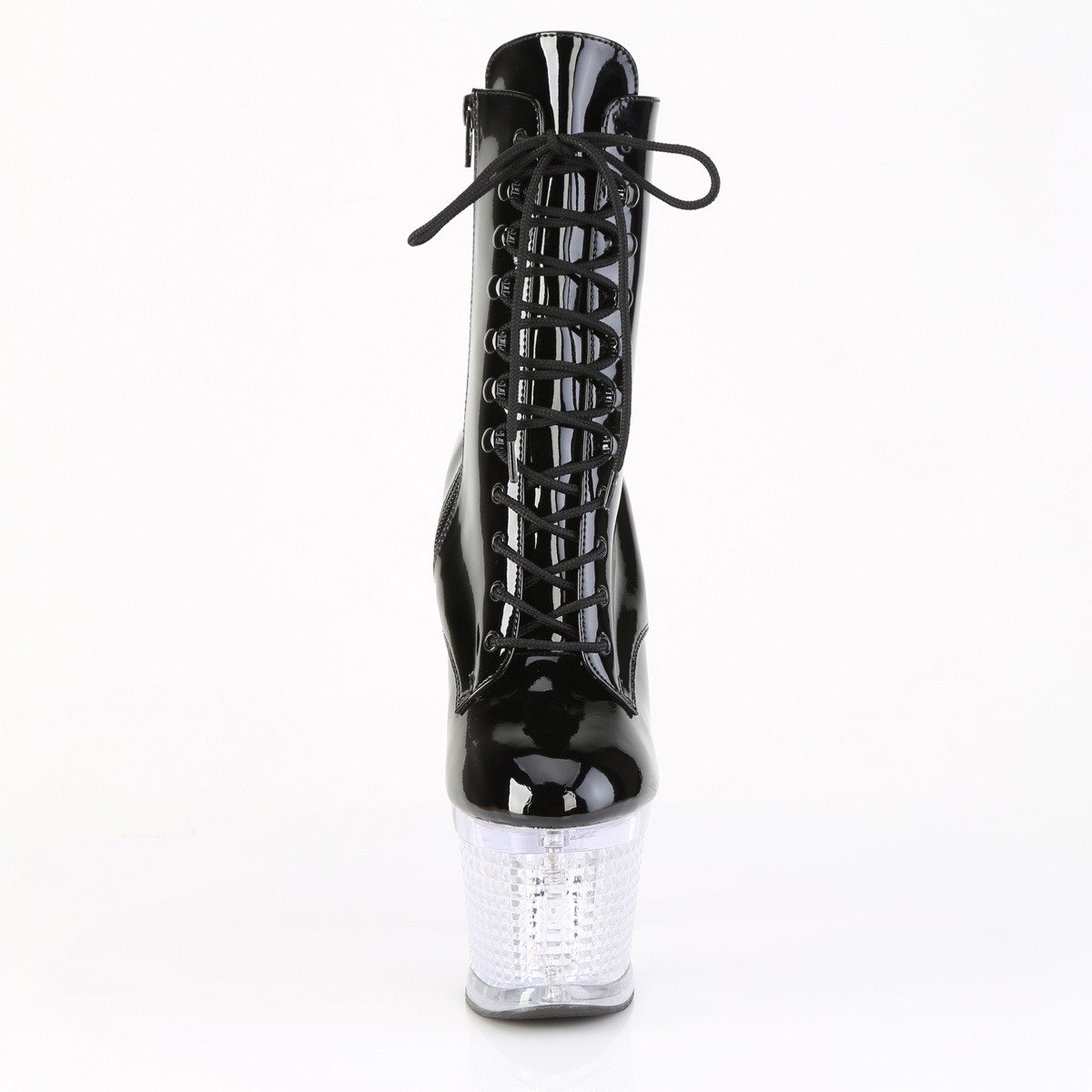 Pleaser Flashdance-1020SPEC B/C - Shiny Black Illuminating High-Platform Ankle Boots