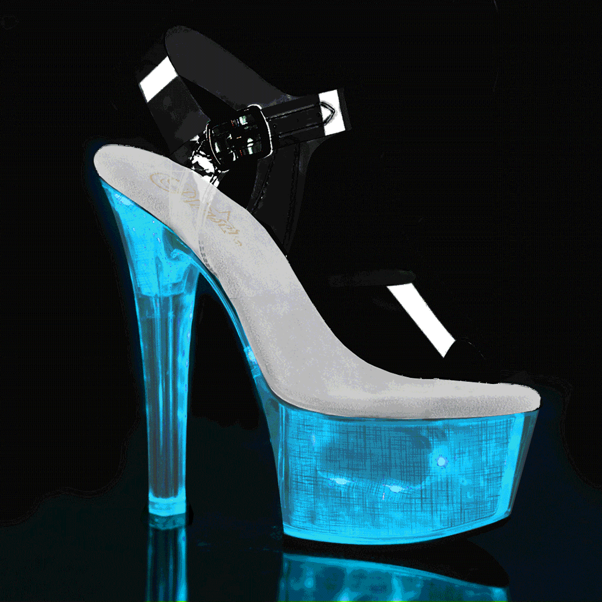 Pleaser Flashdance-608CH C/SHG - Clear Illuminating Platform High-Heel Sandals