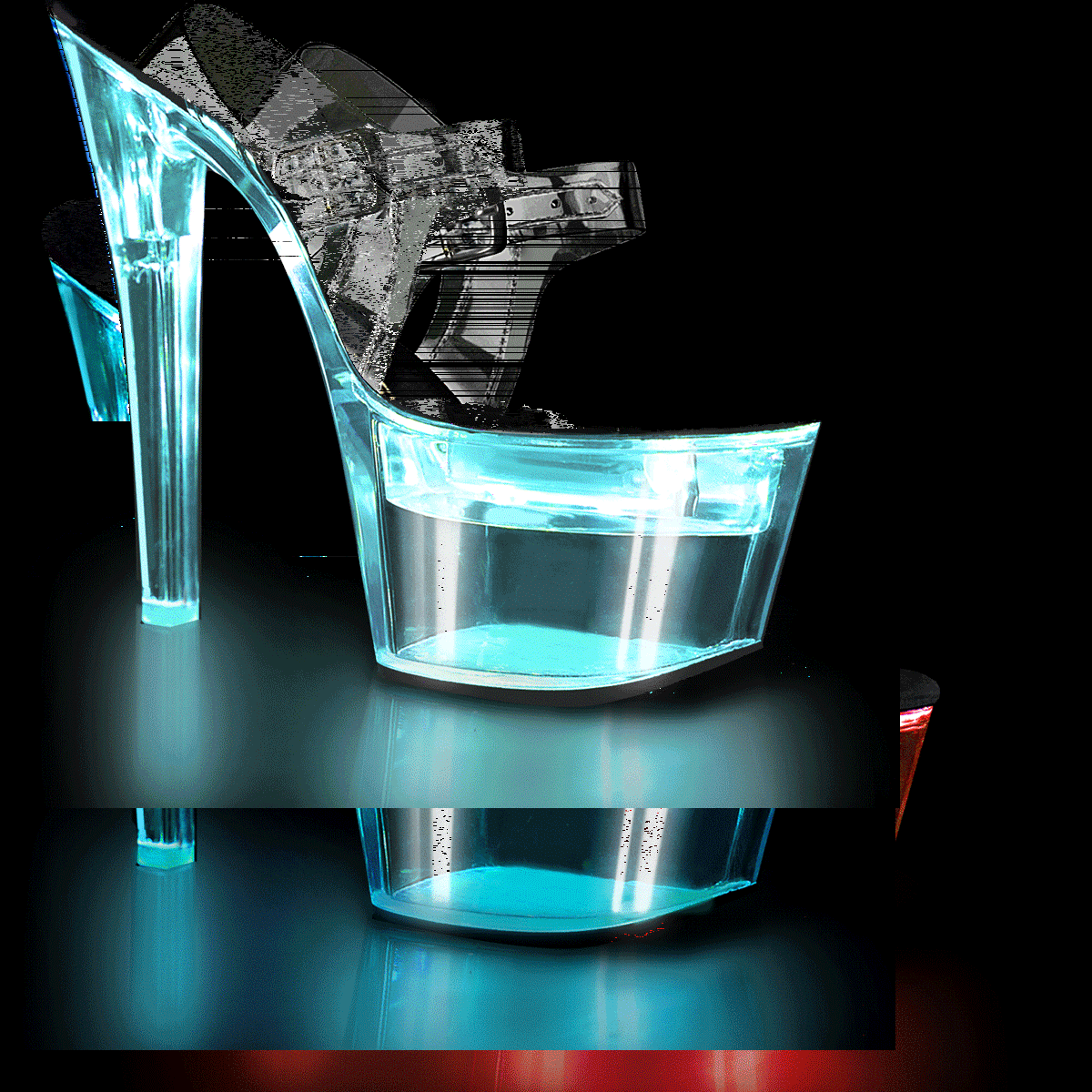 Pleaser Flashdance-708 C-B/C - Clear Illuminating High-Platform Sandals