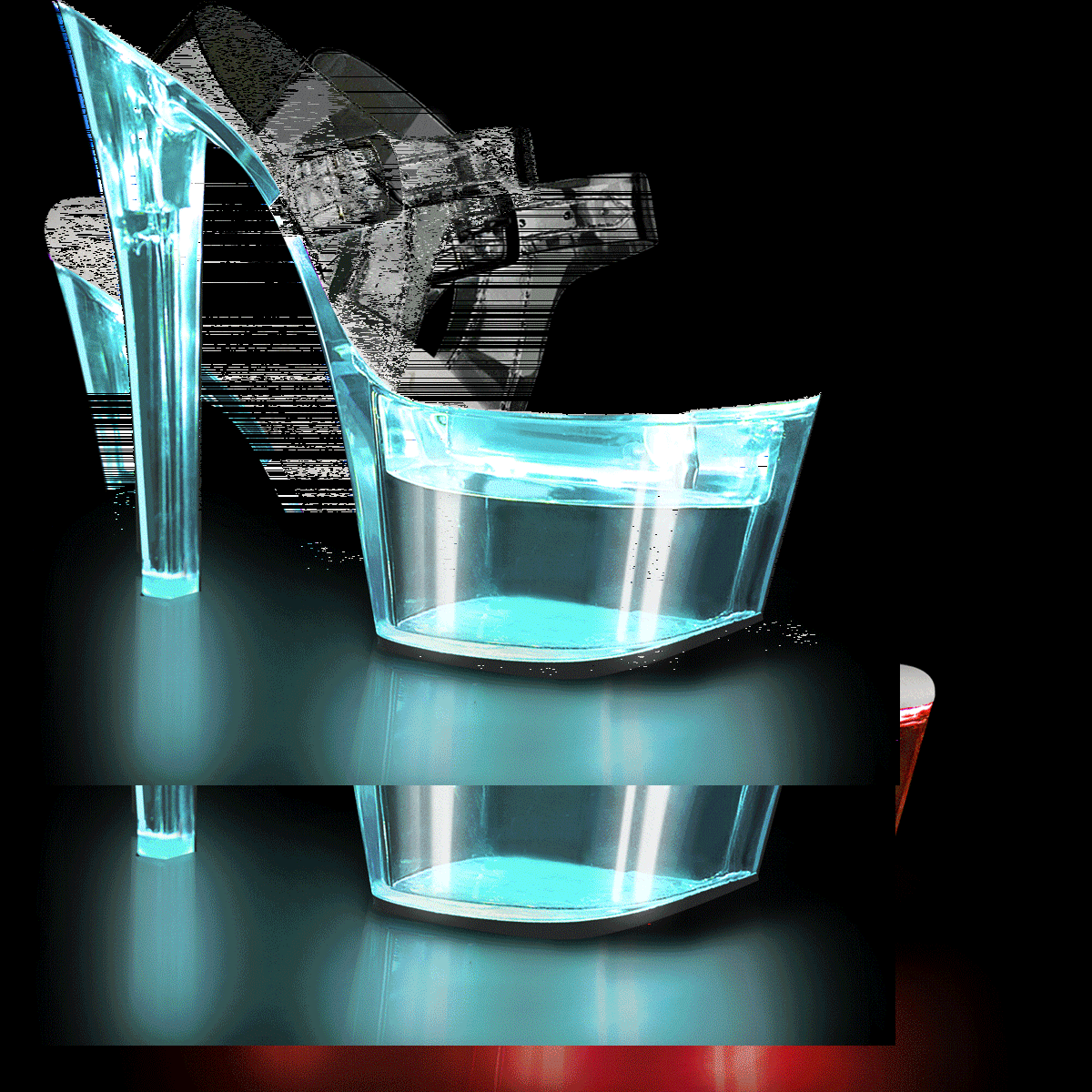 Pleaser Flashdance-708 C/M - Clear Illuminating High-Platform Sandals