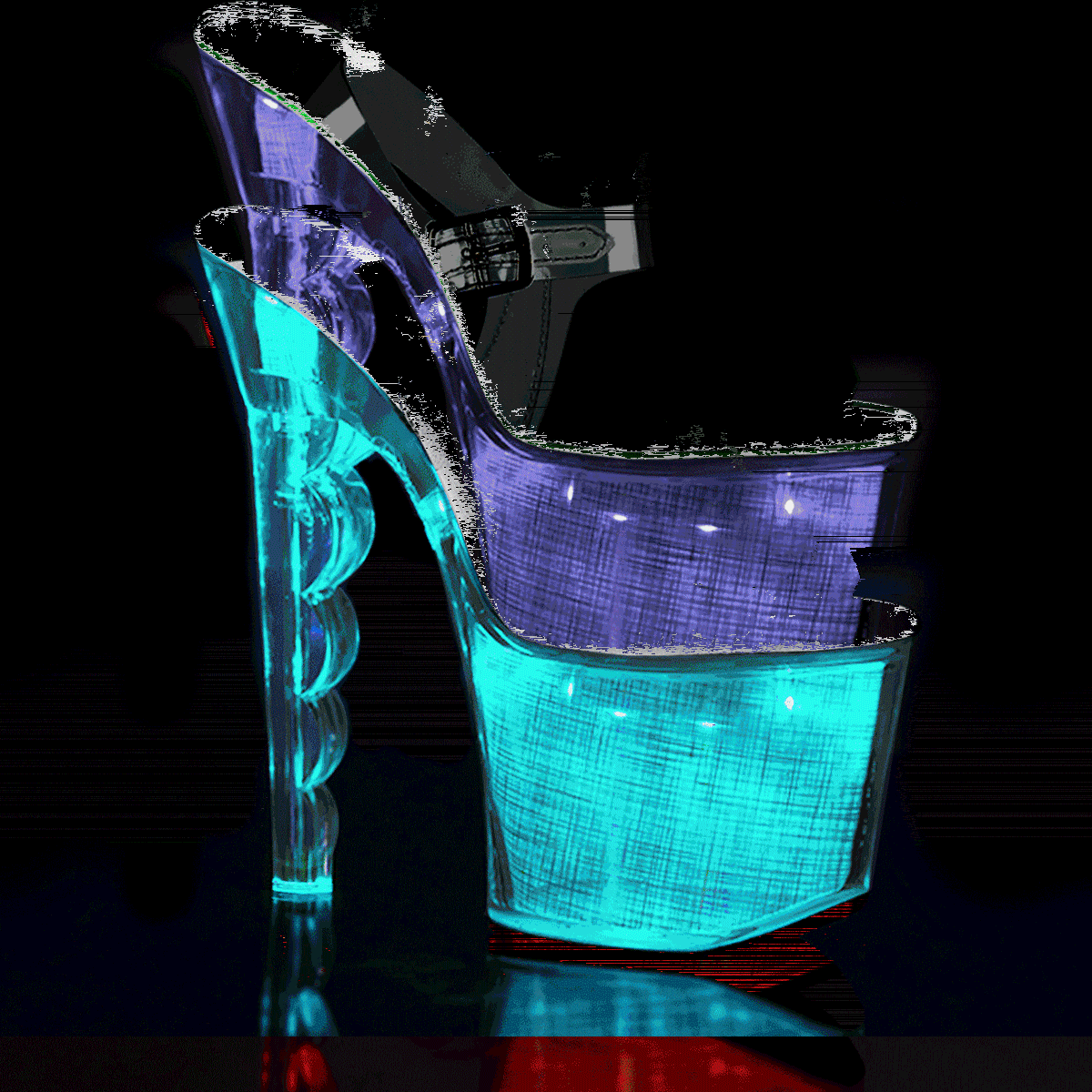 Pleaser Flashdance-708SCH C/SHG - Clear Illuminating High-Platform Sandals