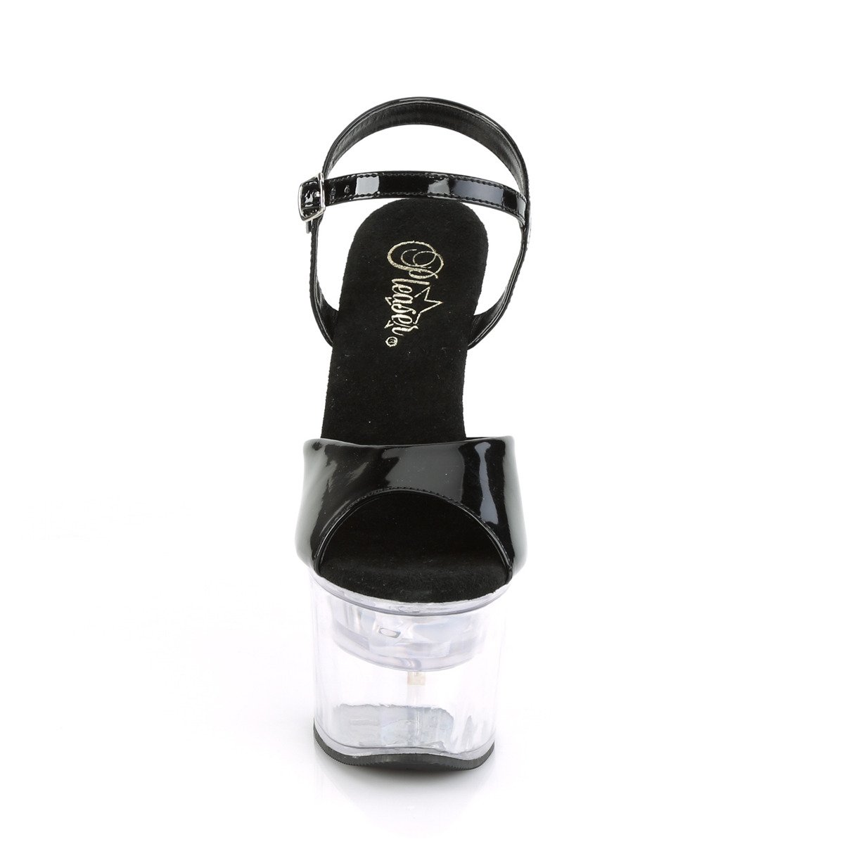 Pleaser Flashdance-709 B/C - Shiny Black Illuminating High-Platform Sandals