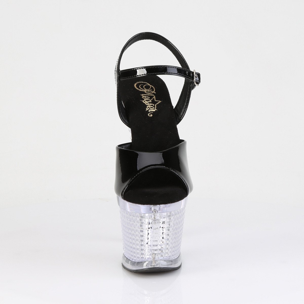 Pleaser Flashdance-709SPEC B/C - Shiny Black Illuminating High-Platform Sandals