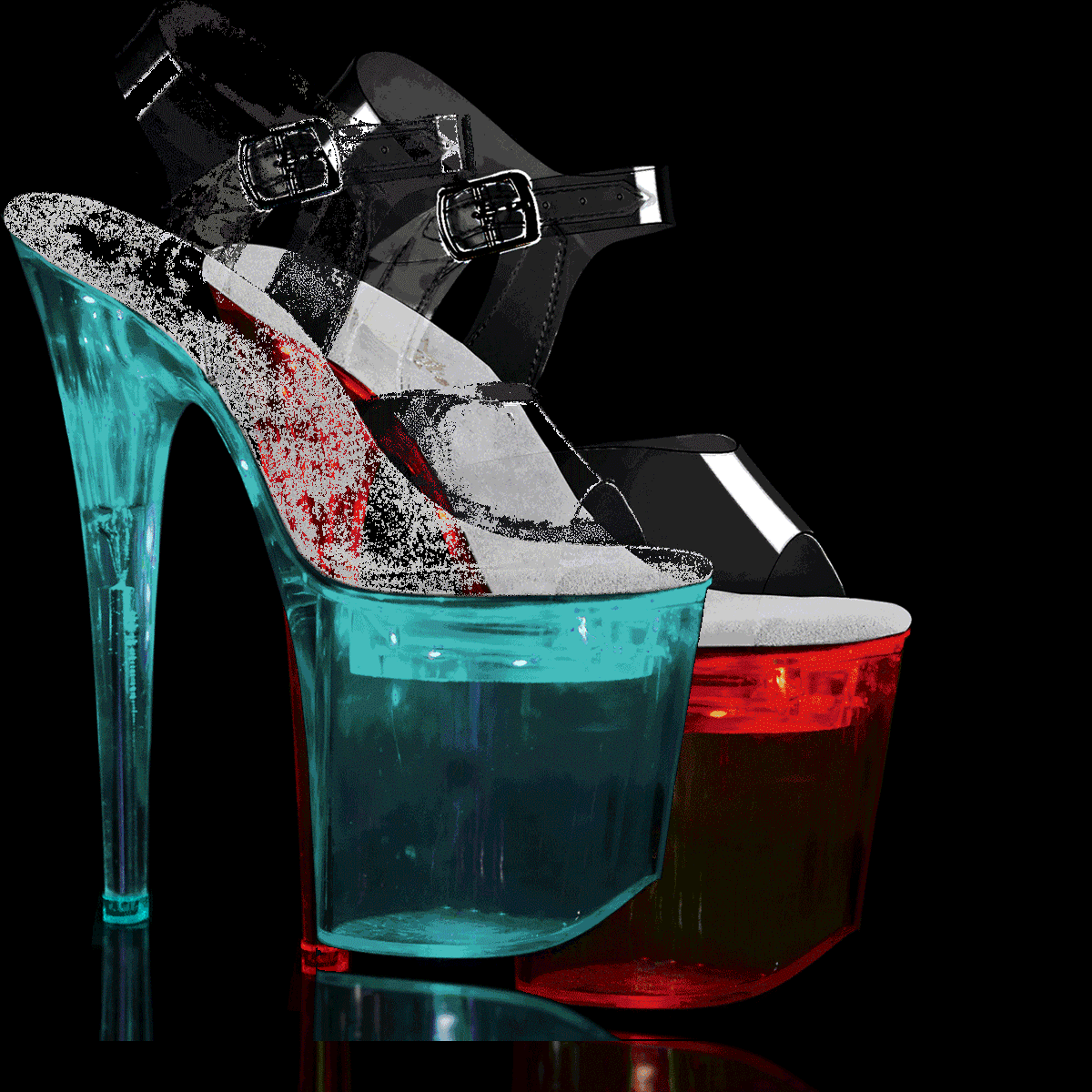 Pleaser Flashdance-808 C/M - Clear Illuminating High-Platform Sandals