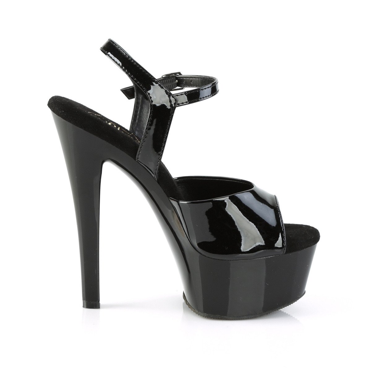 Pleaser Gleam-609 B/M - Shiny Black Platform High-Heel Sandals