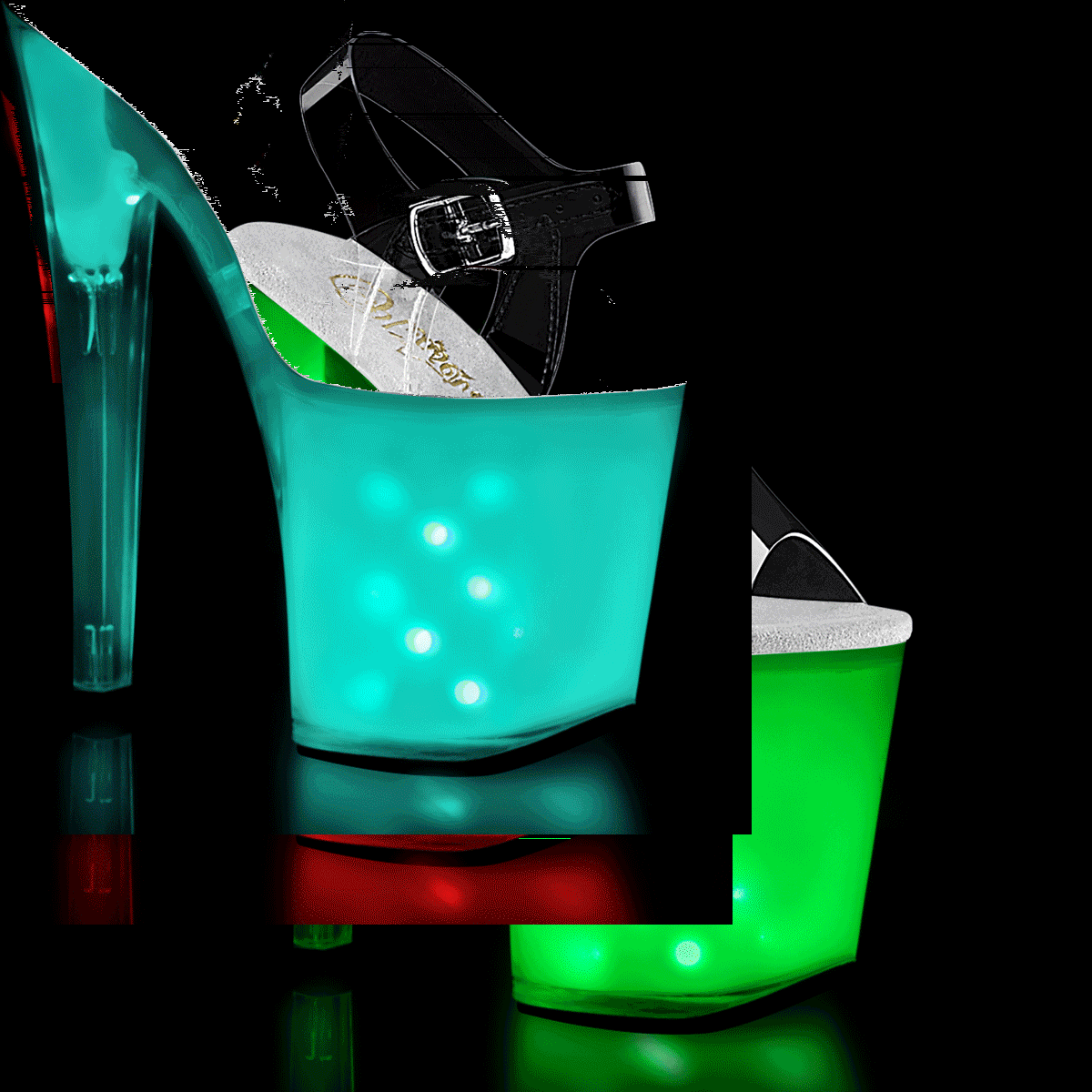 Pleaser Illuminator-808 C/WGLOW - Clear Illuminating High-Platform Sandals