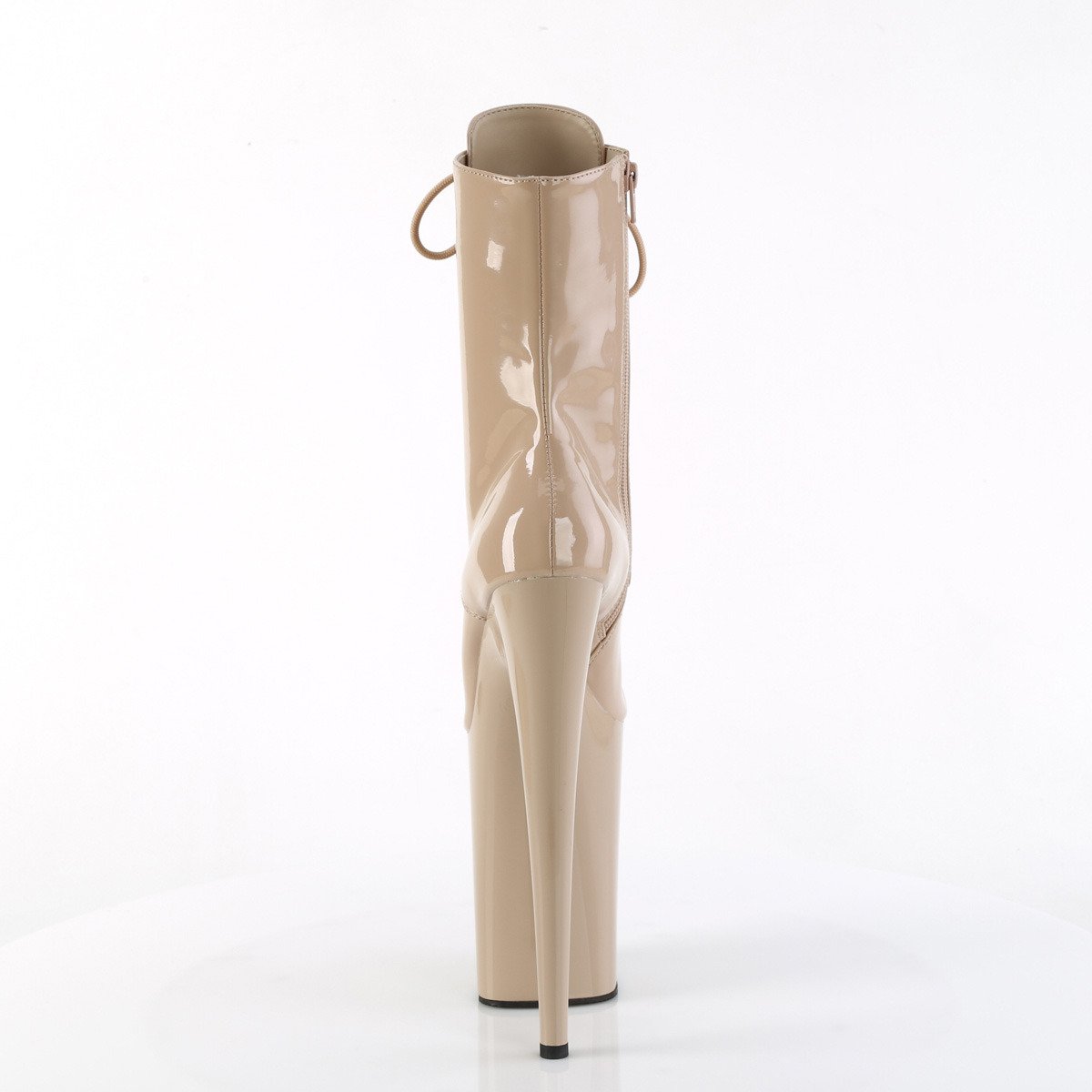Pleaser Infinity-1020 ND/M - Shiny Beige High-Platform Ankle Boots
