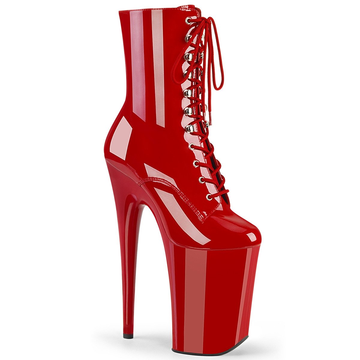 Pleaser Infinity-1020 R/M - Shiny Red High-Platform Ankle Boots