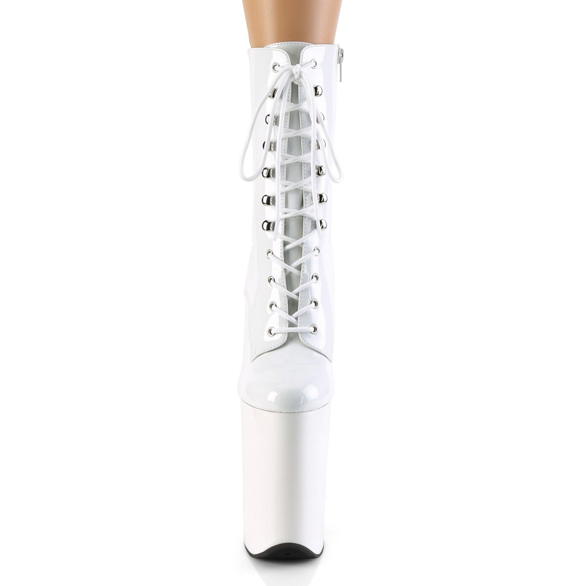 Pleaser Infinity-1020 W/M - Shiny White High-Platform Ankle Boots