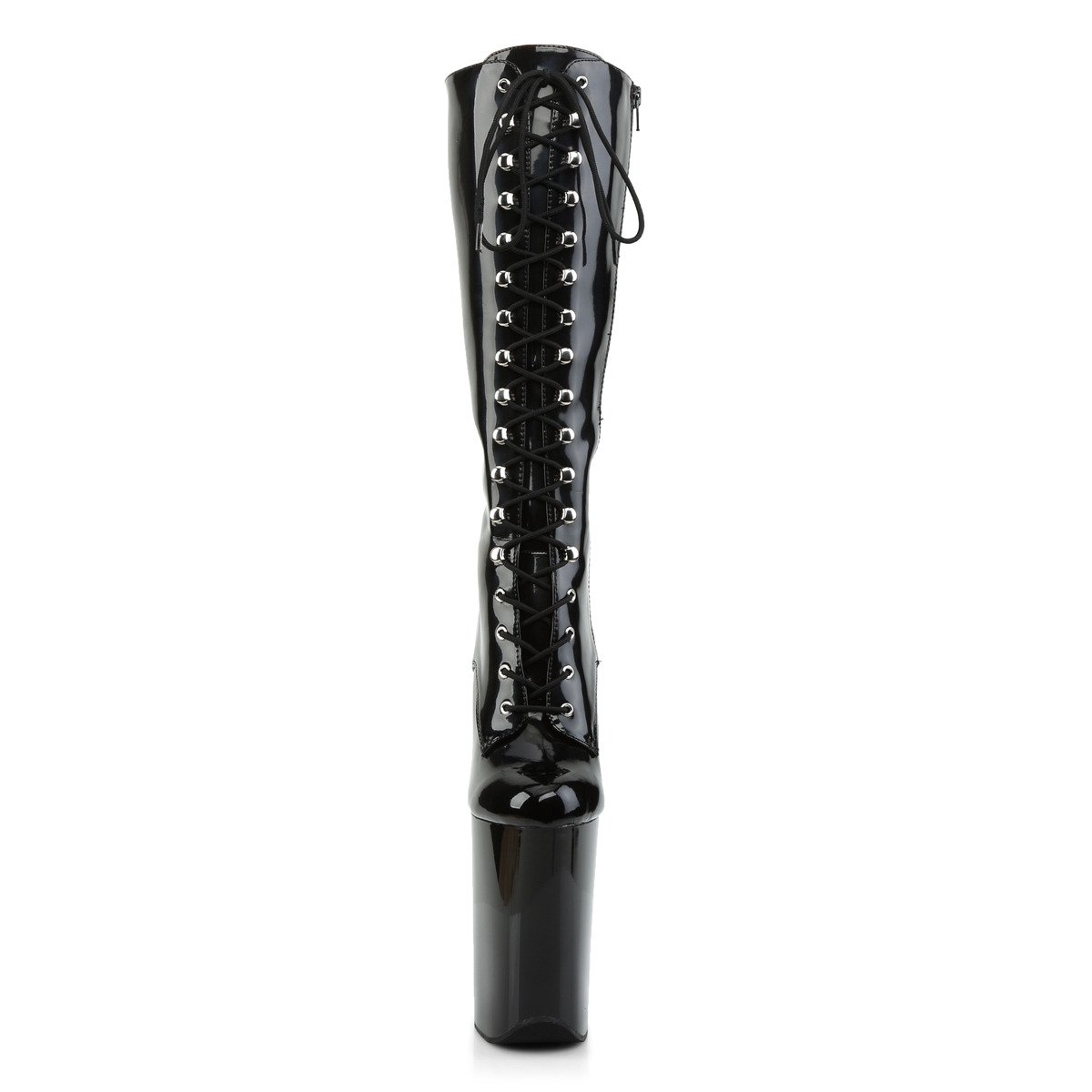 Pleaser Infinity-2020 B/M - Shiny Black High-Platform Knee High Boots