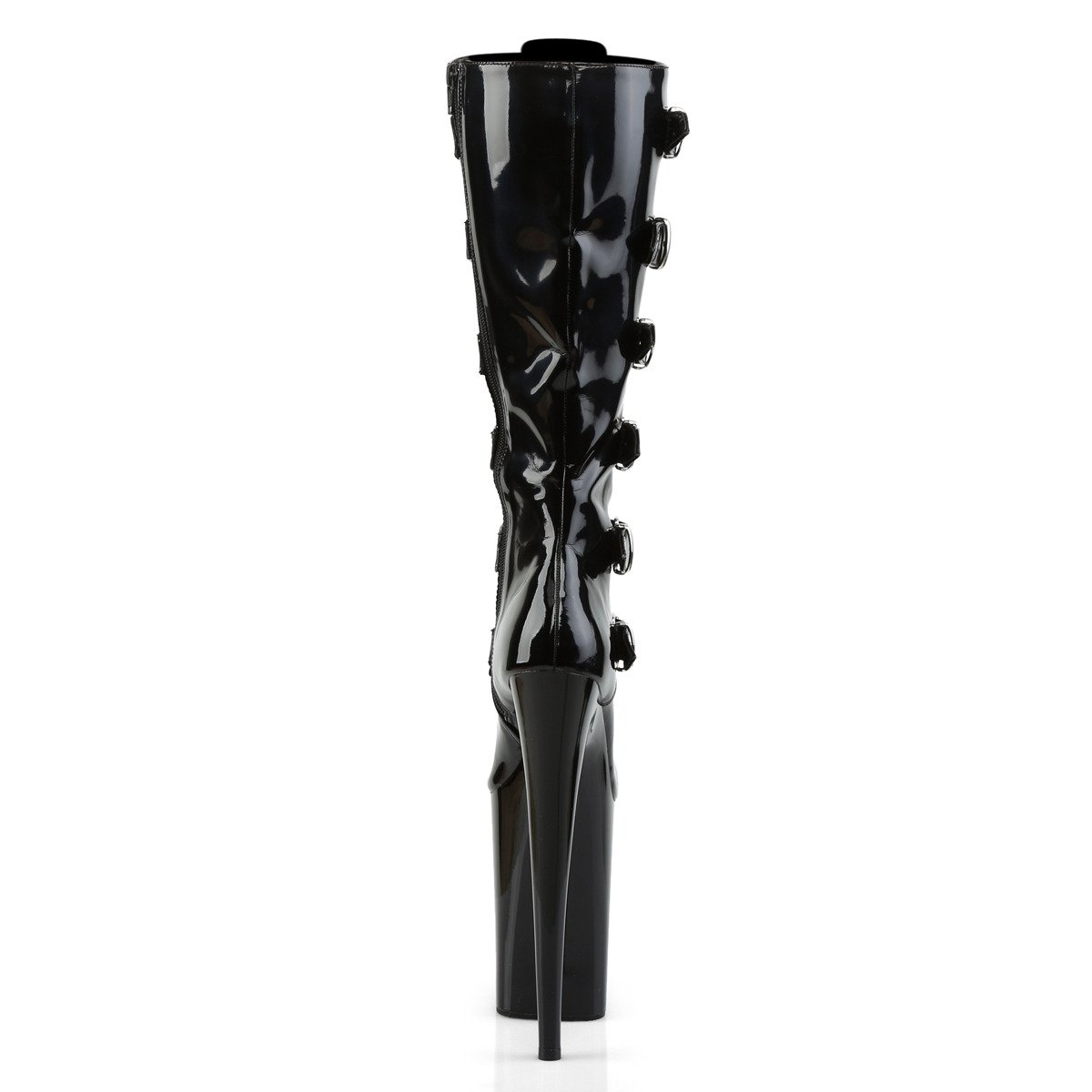 Pleaser Infinity-2049 B/M - Shiny Black High-Platform Knee High Boots