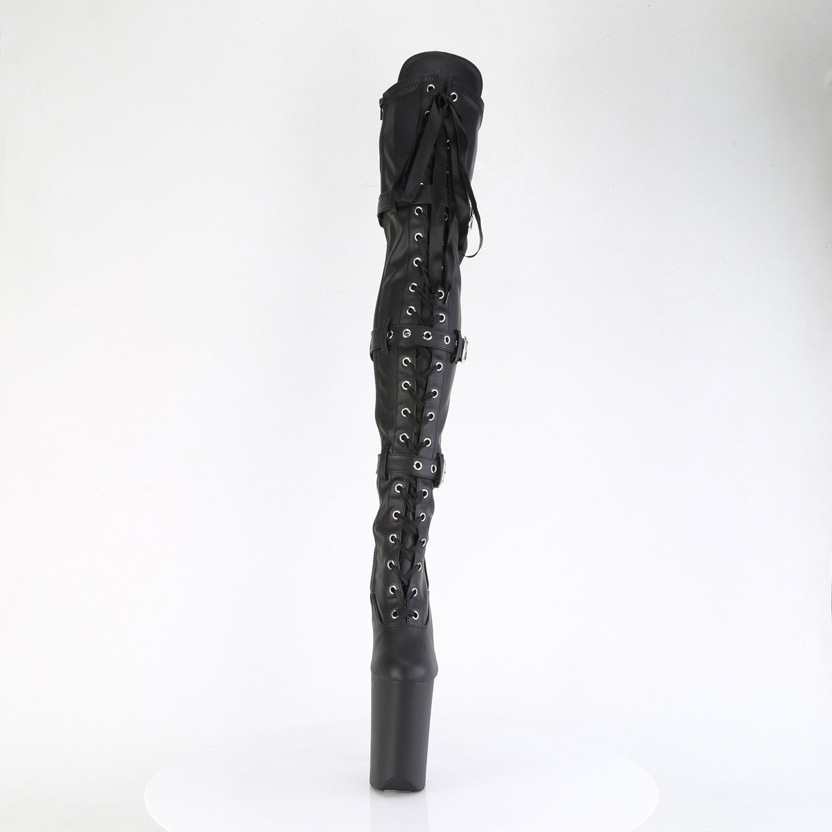 Pleaser Infinity-3028 BPU/M - Shiny Black High-Platform Thigh High Boots