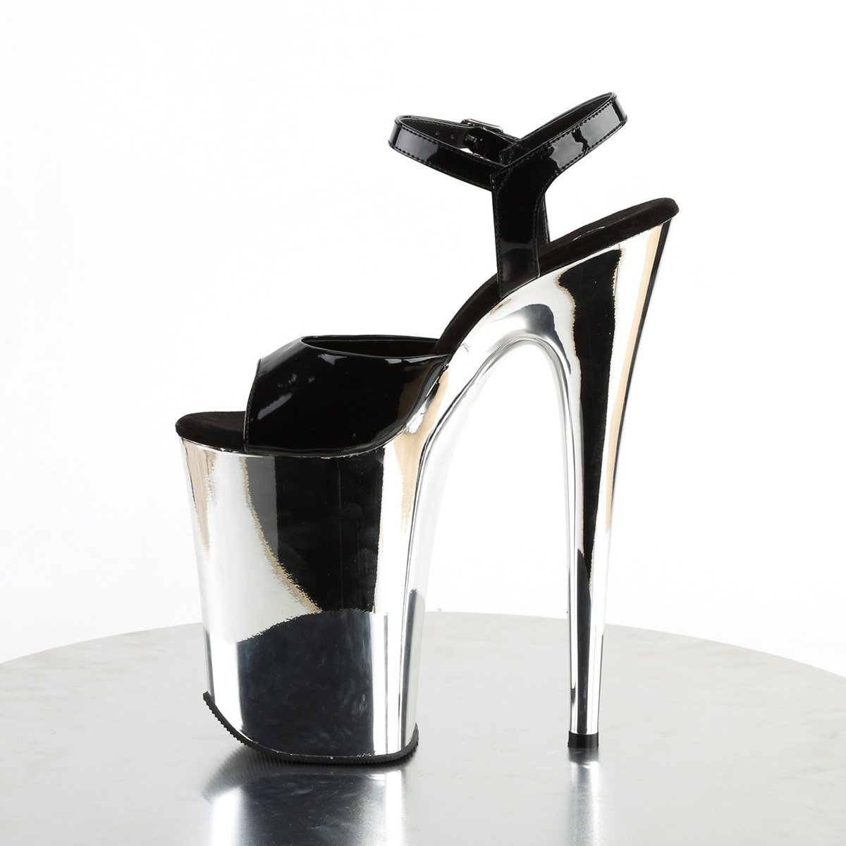 Pleaser Infinity-909 B/SCH - Shiny Black High-Platform Sandals