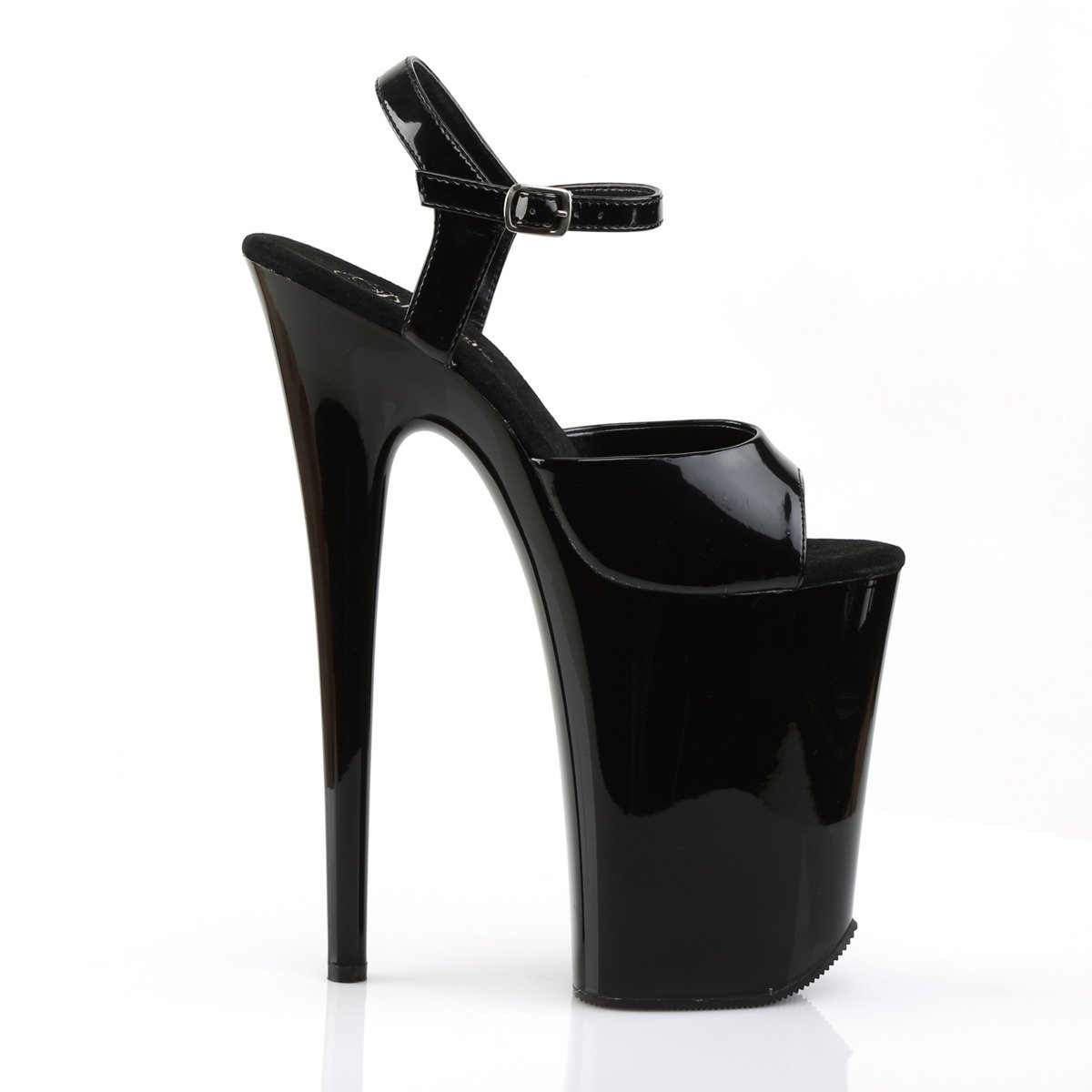 Pleaser Infinity-909 B/M - Shiny Black High-Platform Sandals