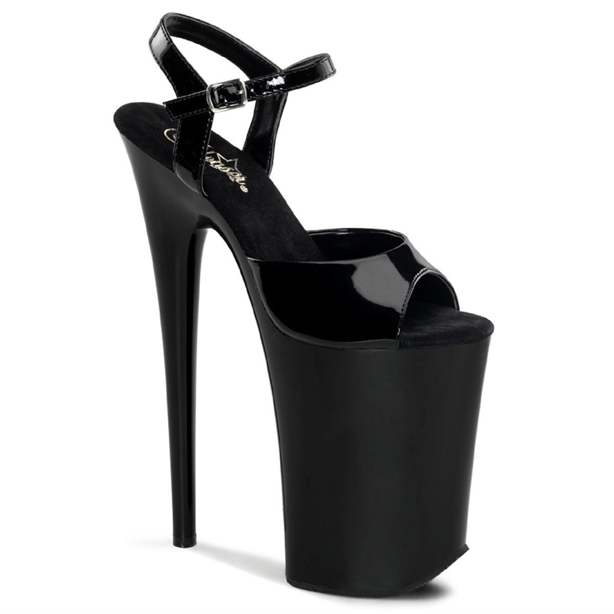 Pleaser Infinity-909 B/M - Shiny Black High-Platform Sandals