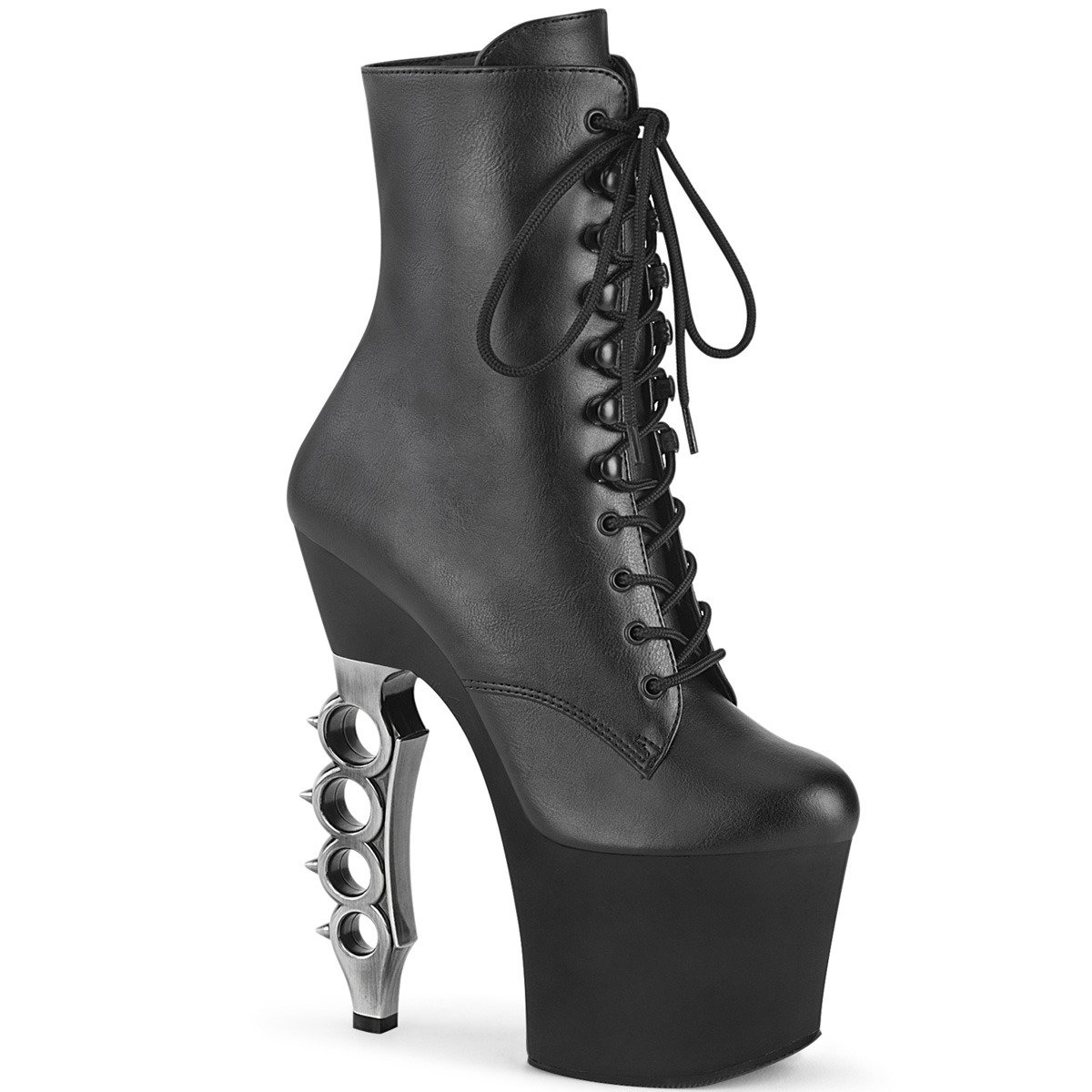 Pleaser Irongrip-1020 BPU/B-SCH - Black High-Platform Ankle Boots