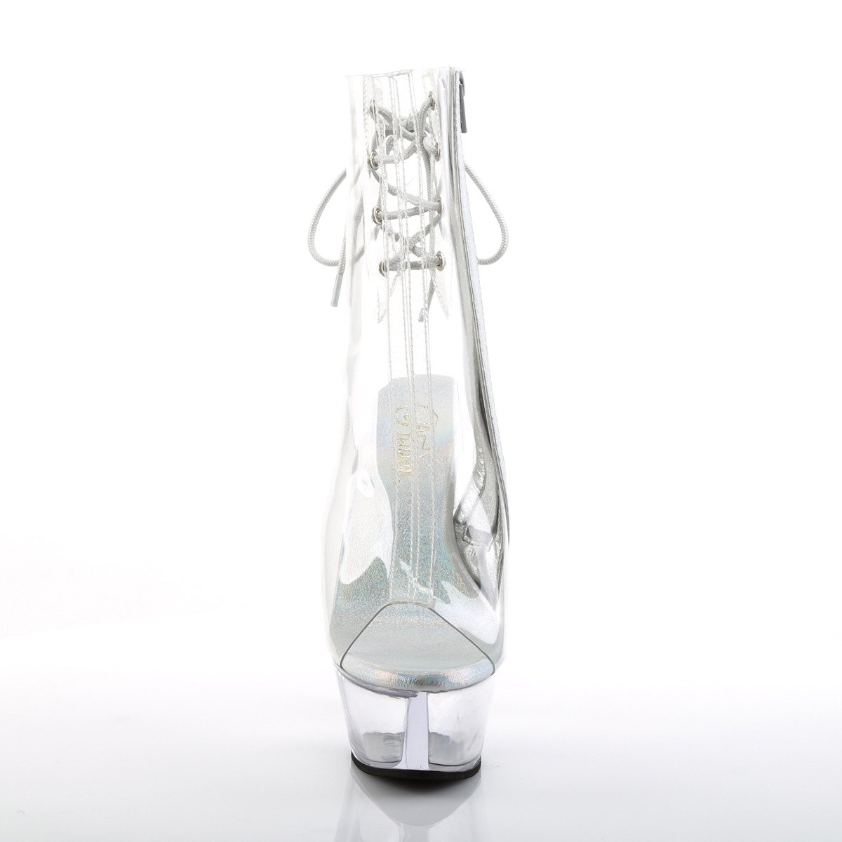 Pleaser Kiss-1018C C/M - Clear Platform High-Heel Peep Toe Boots