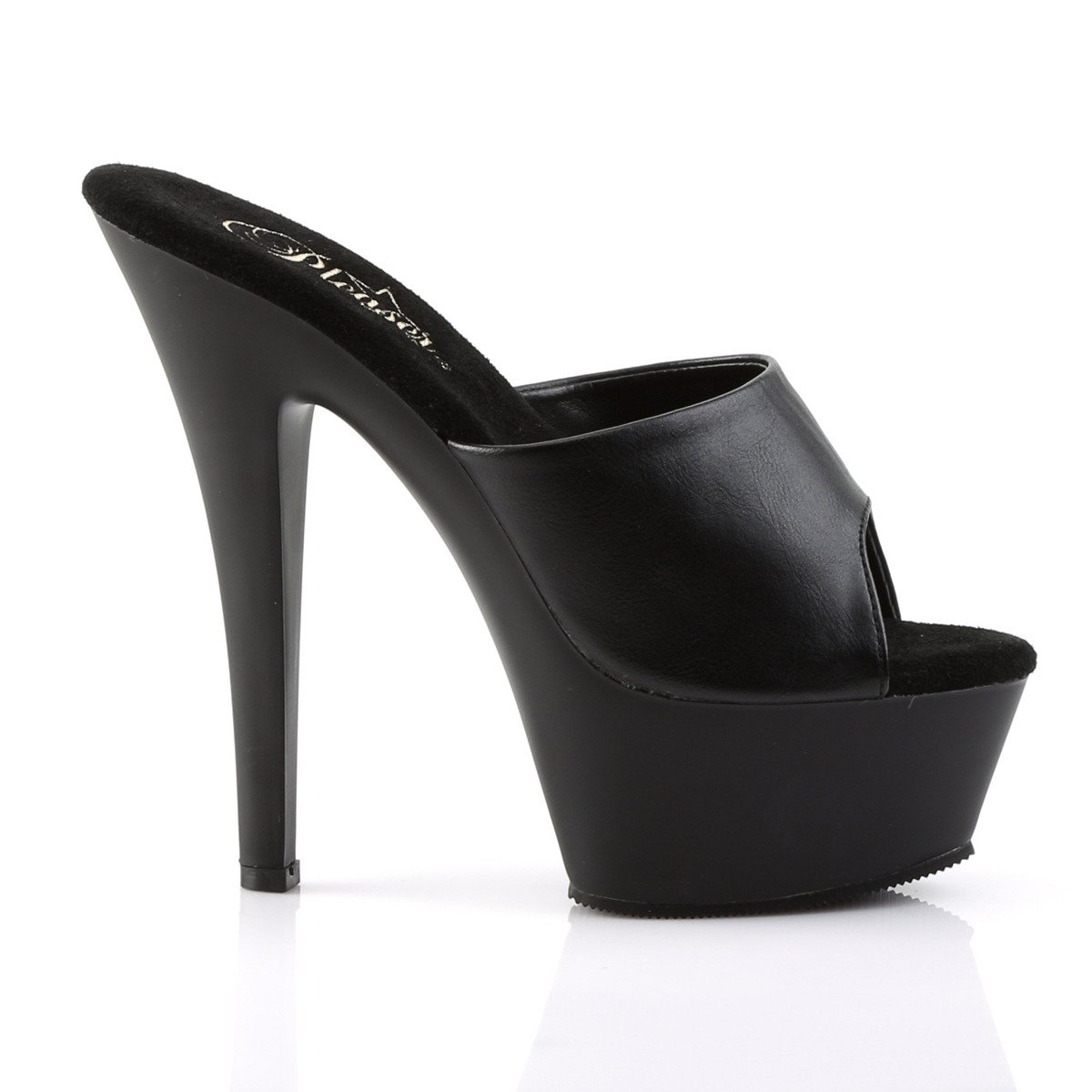 Pleaser Kiss-201 BPU/M - Black Platform High-Heel Slides