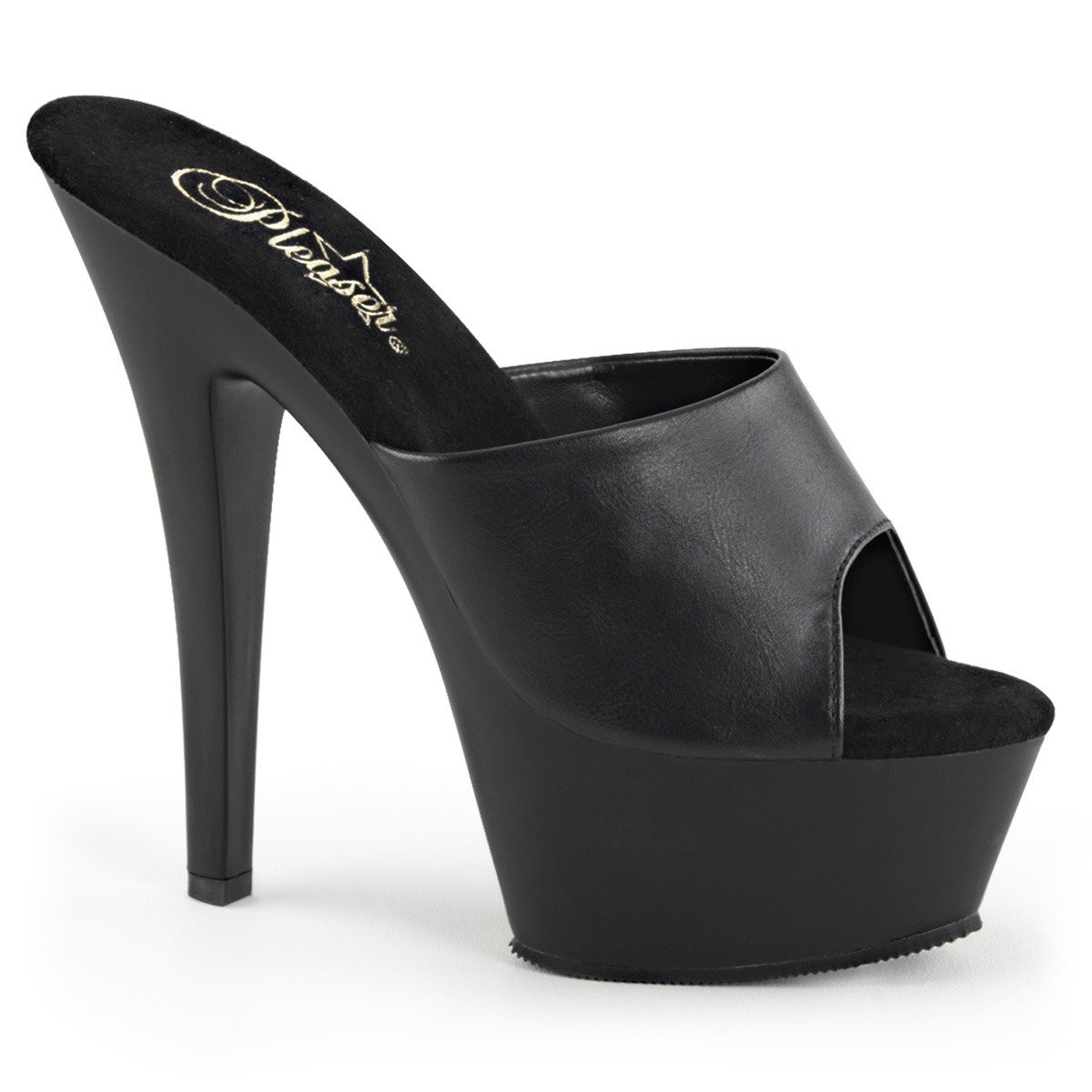 Pleaser Kiss-201 BPU/M - Black Platform High-Heel Slides