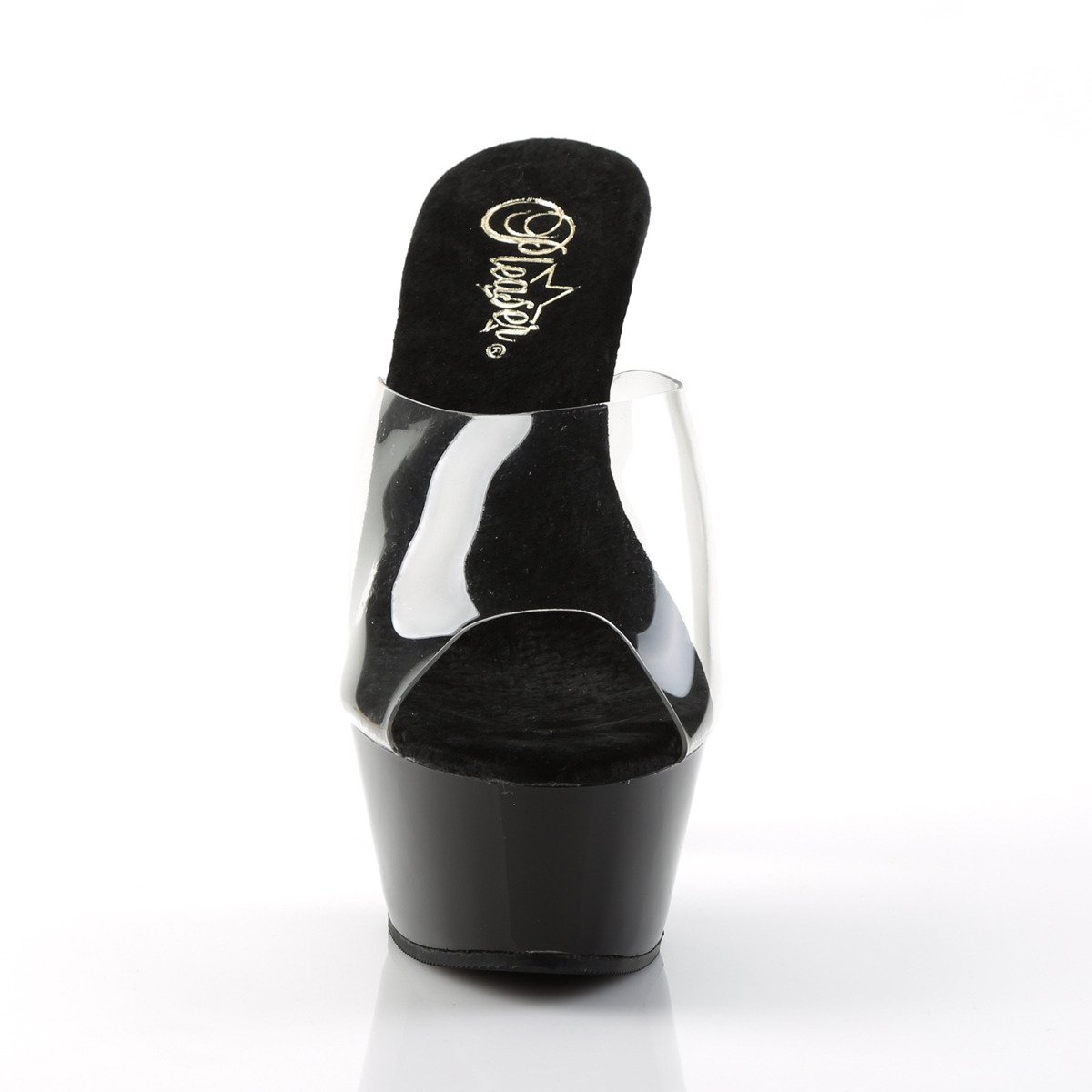 Pleaser Kiss-201 C/B - Clear Platform High-Heel Slides