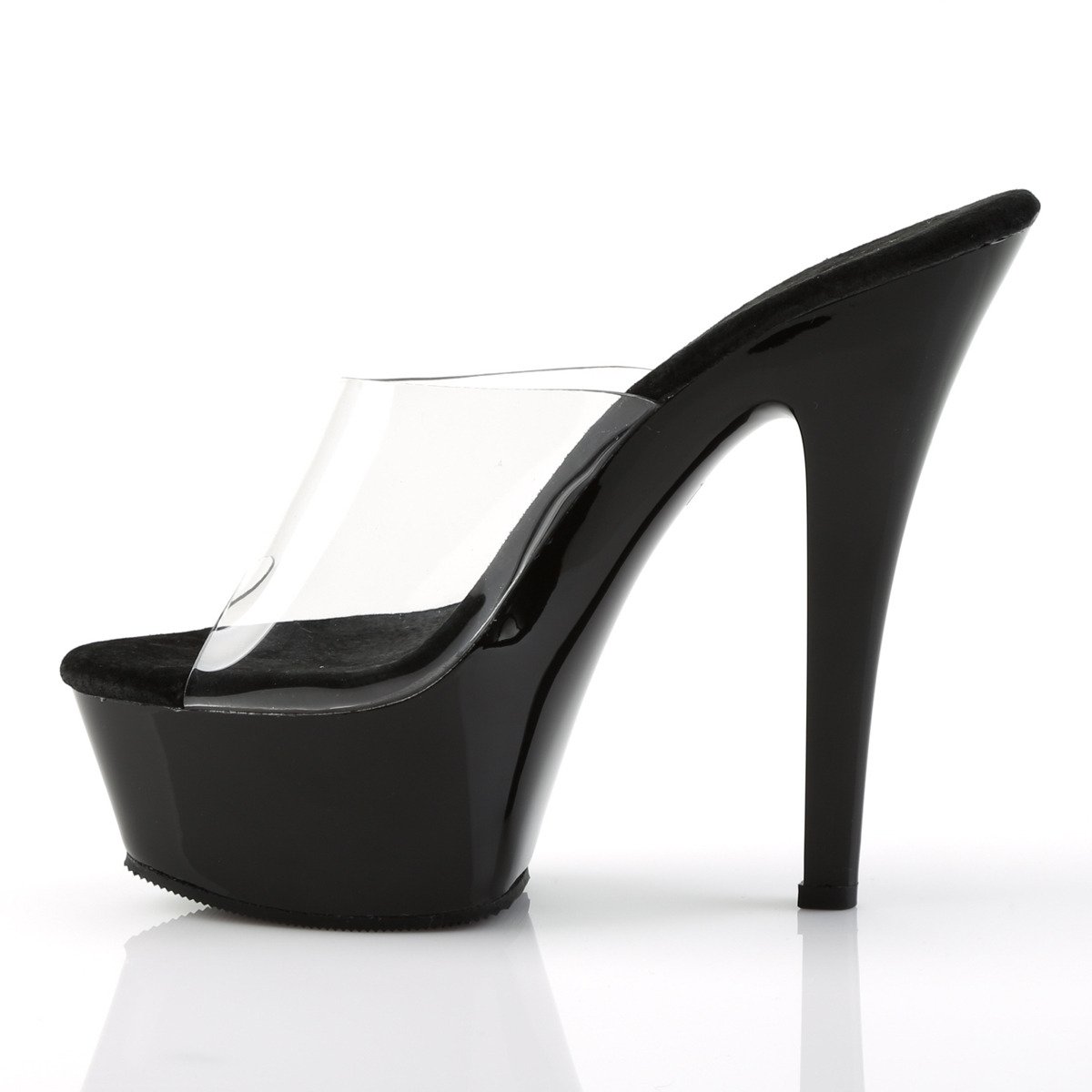 Pleaser Kiss-201 C/B - Clear Platform High-Heel Slides