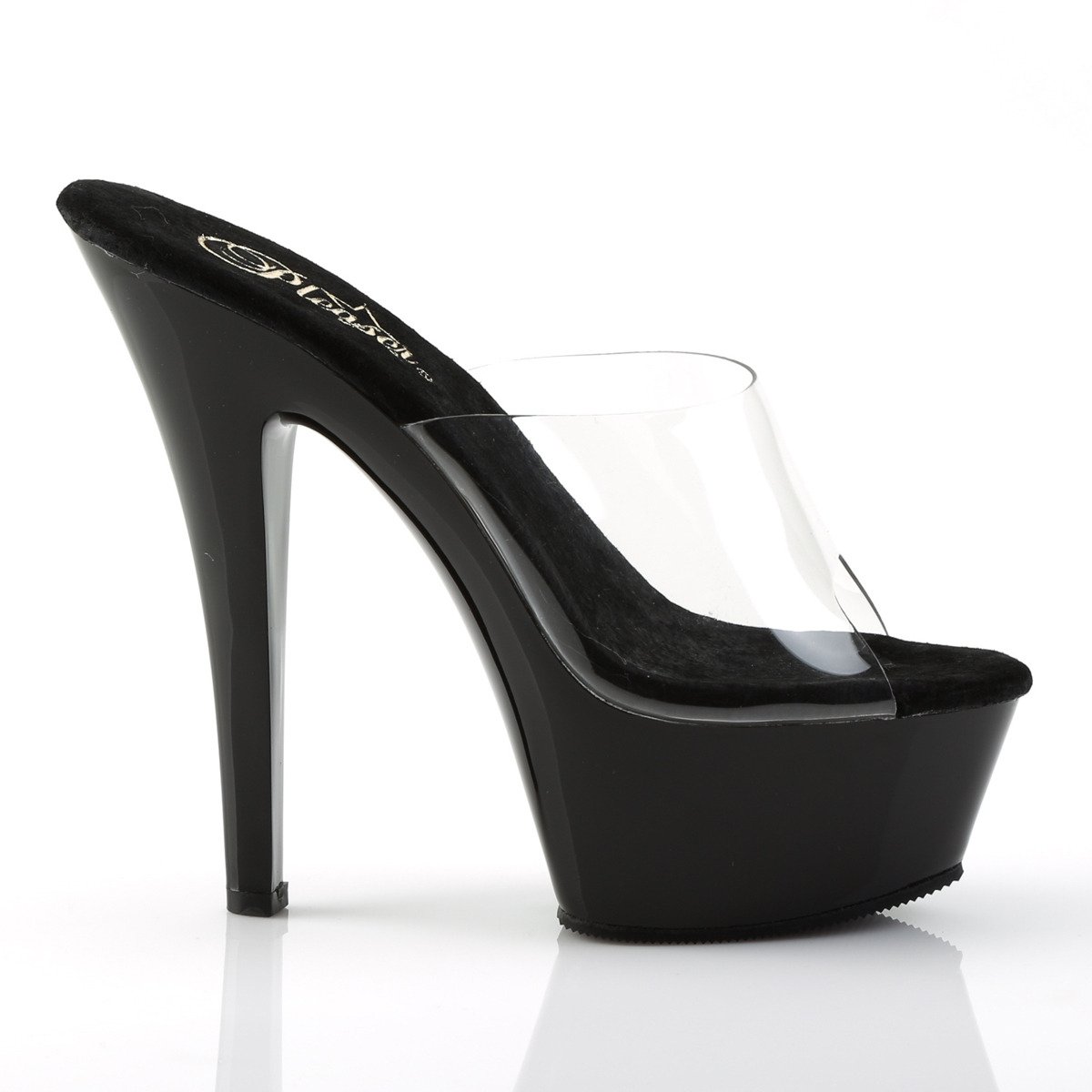 Pleaser Kiss-201 C/B - Clear Platform High-Heel Slides
