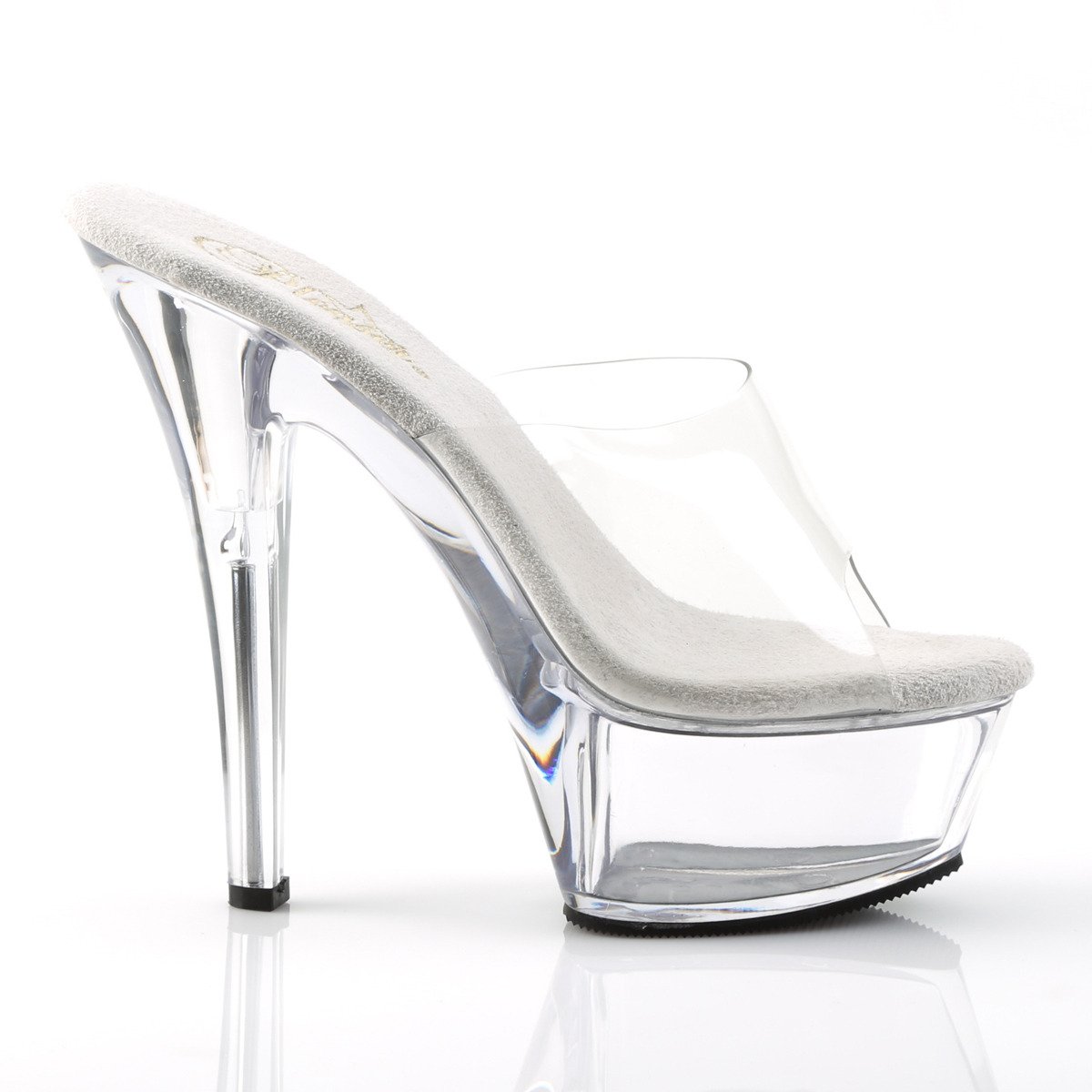 Pleaser Kiss-201 C/M - Clear Platform High-Heel Slides