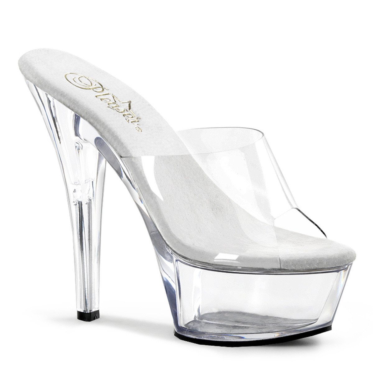 Pleaser Kiss-201 C/M - Clear Platform High-Heel Slides
