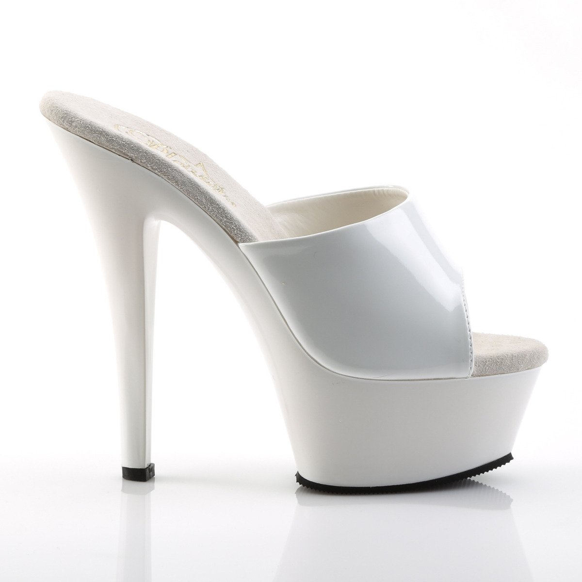 Pleaser Kiss-201 W/M - Shiny White Platform High-Heel Slides