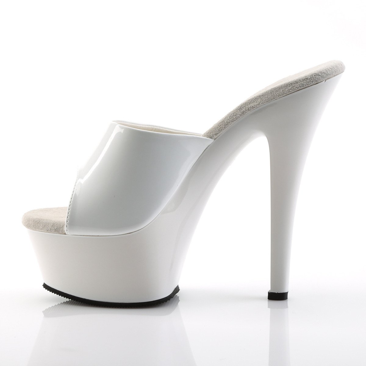 Pleaser Kiss-201 W/M - Shiny White Platform High-Heel Slides