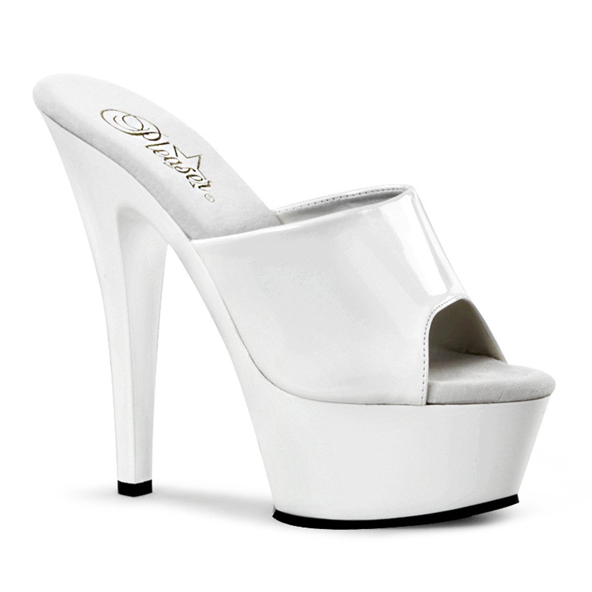 Pleaser Kiss-201 W/M - Shiny White Platform High-Heel Slides