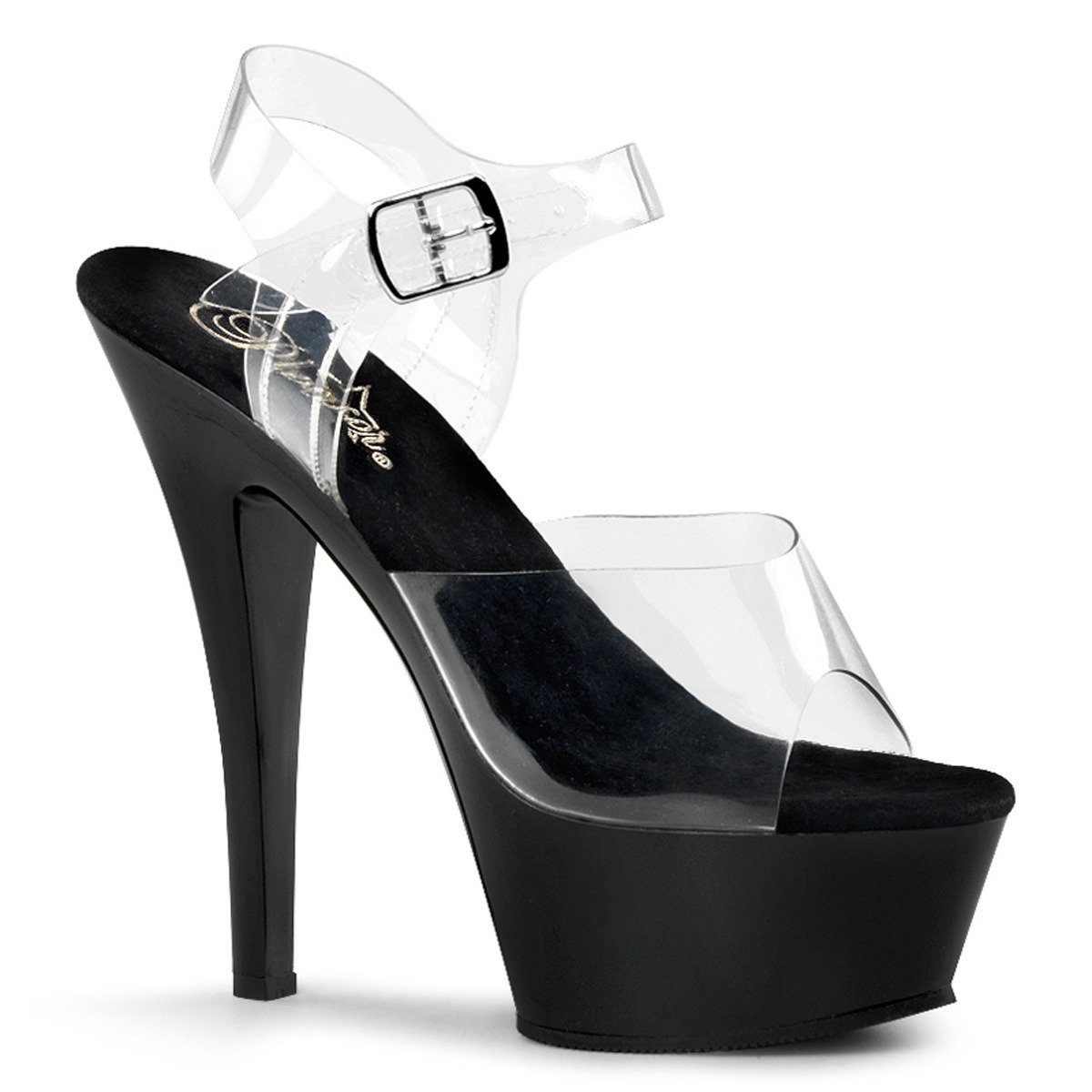 Pleaser Kiss-208 C/B - Clear Platform High-Heel Sandals