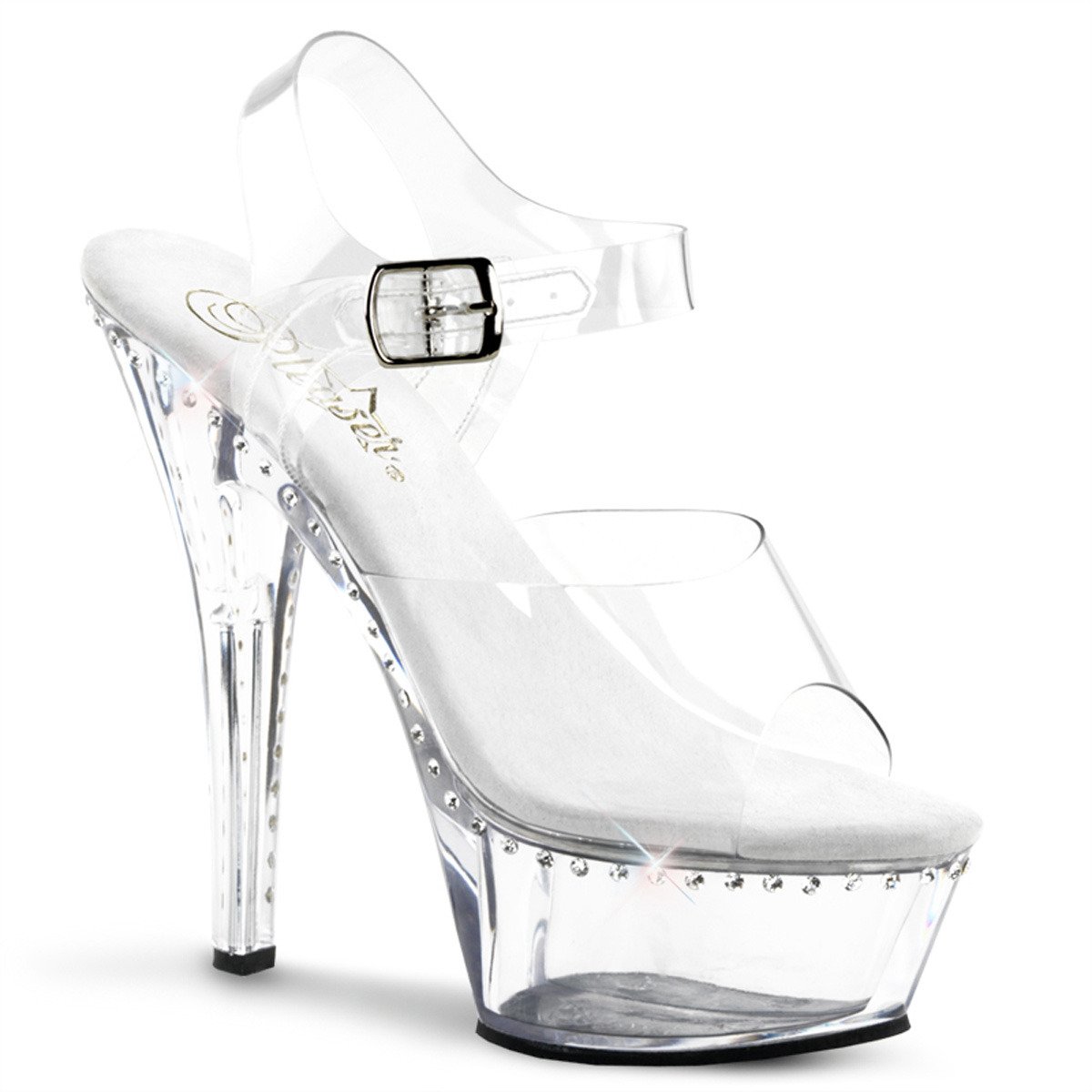 Pleaser Kiss-208LS C/M - Clear Platform High-Heel Sandals