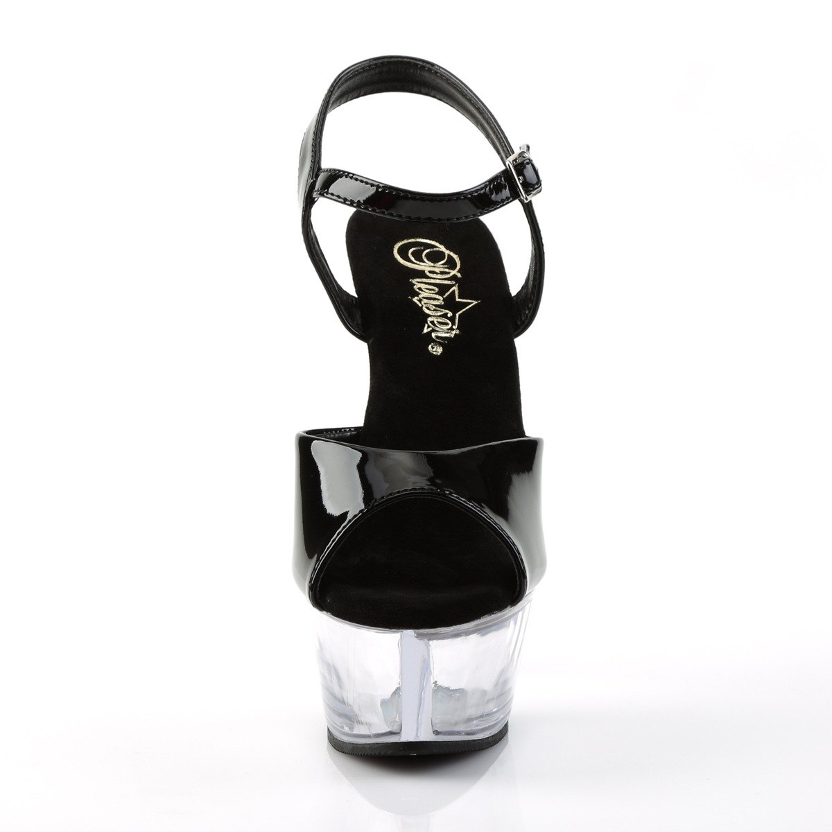 Pleaser Kiss-209 B/C - Shiny Black Platform High-Heel Sandals