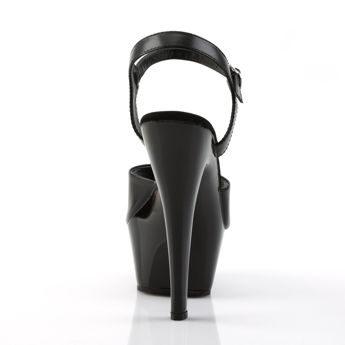 Pleaser Kiss-209 B/LE - Black Leather Platform High-Heel Sandals