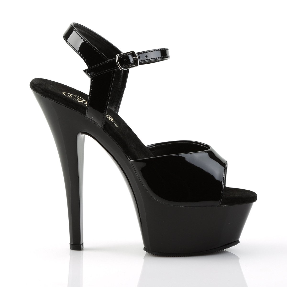 Pleaser Kiss-209 B/M - Shiny Black Platform High-Heel Sandals