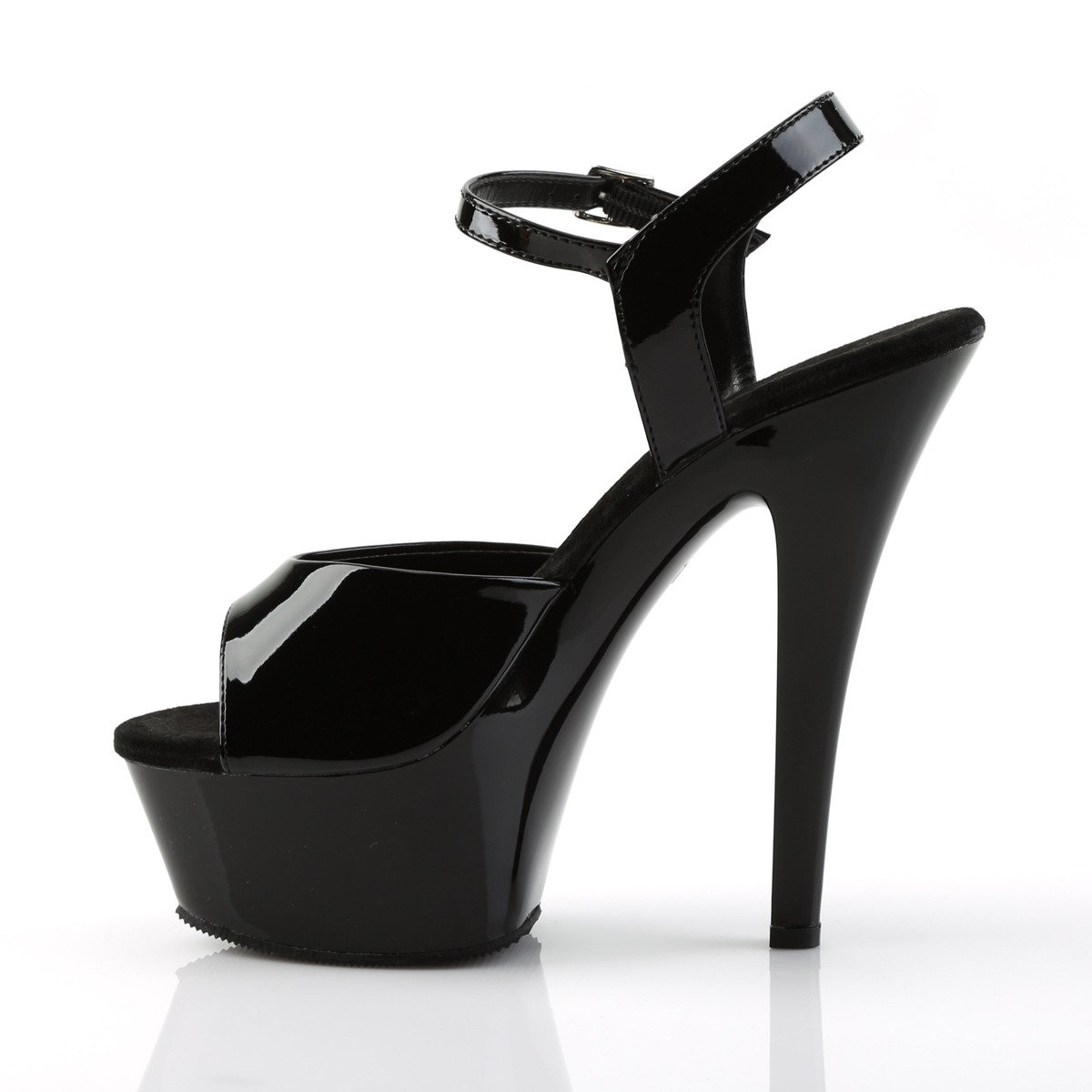Pleaser Kiss-209 B/M - Shiny Black Platform High-Heel Sandals