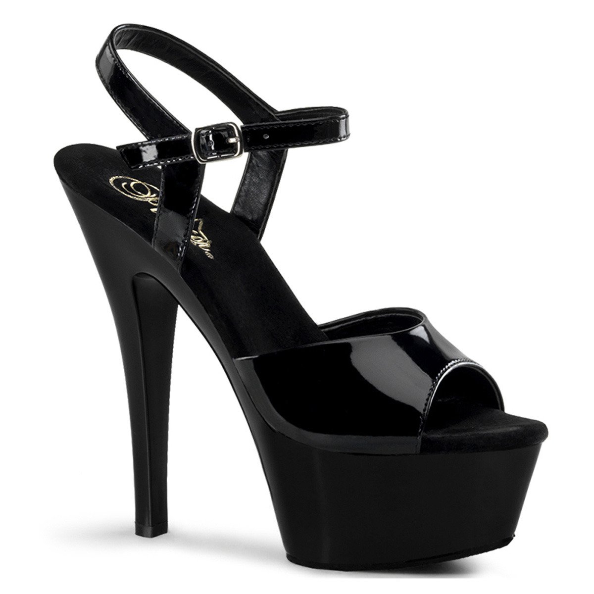 Pleaser Kiss-209 B/M - Shiny Black Platform High-Heel Sandals
