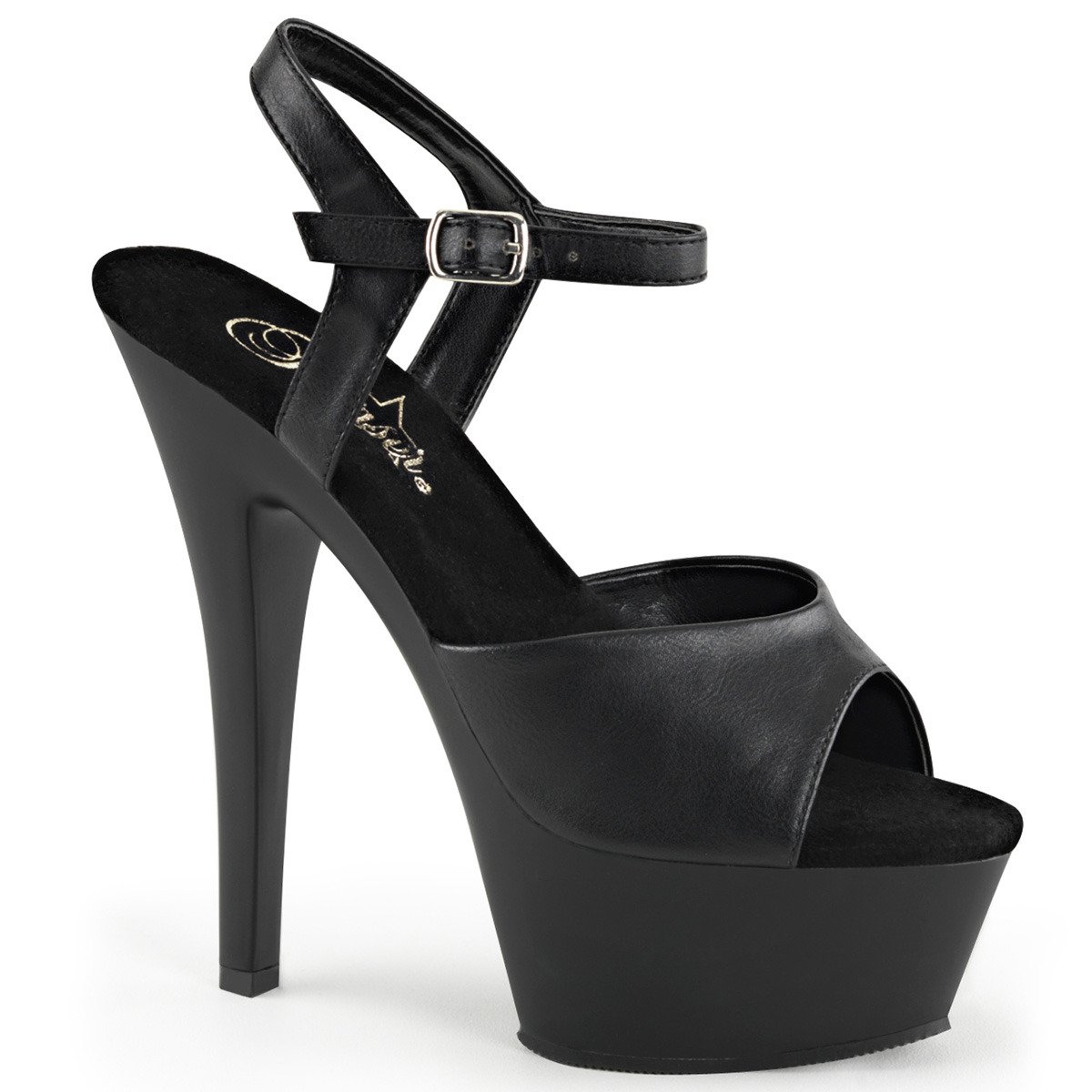 Pleaser Kiss-209 BPU/M - Black Platform High-Heel Sandals