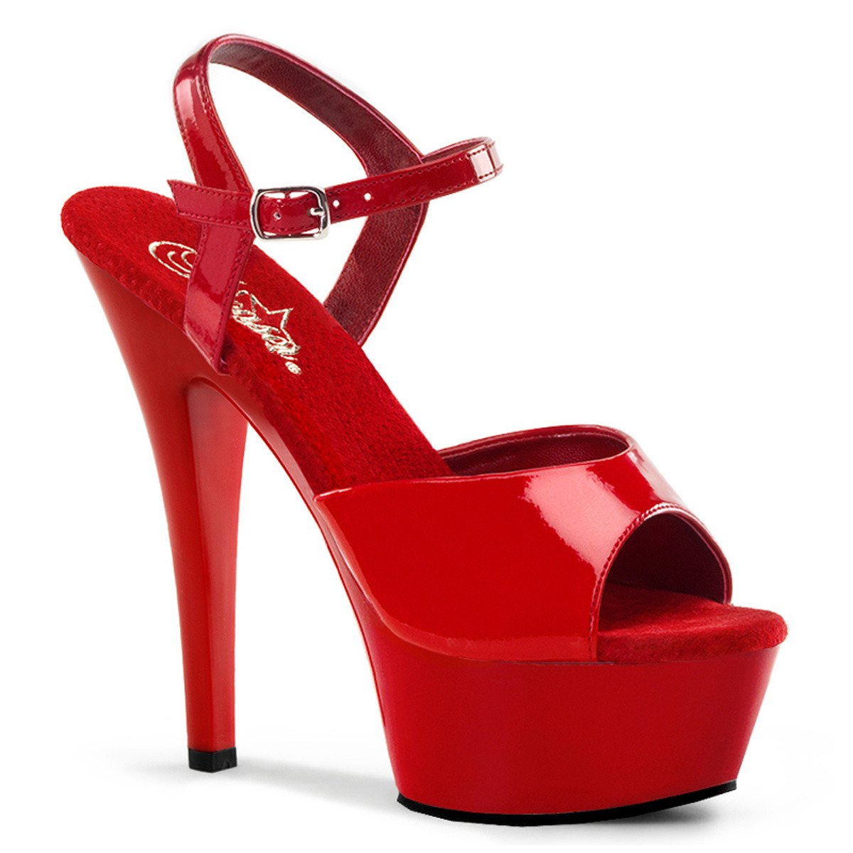 Pleaser Kiss-209 R/M - Shiny Red Platform High-Heel Sandals