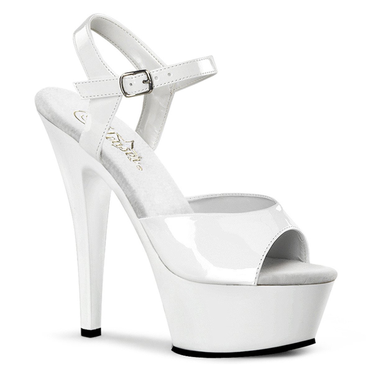 Pleaser Kiss-209 W/M - Shiny White Platform High-Heel Sandals